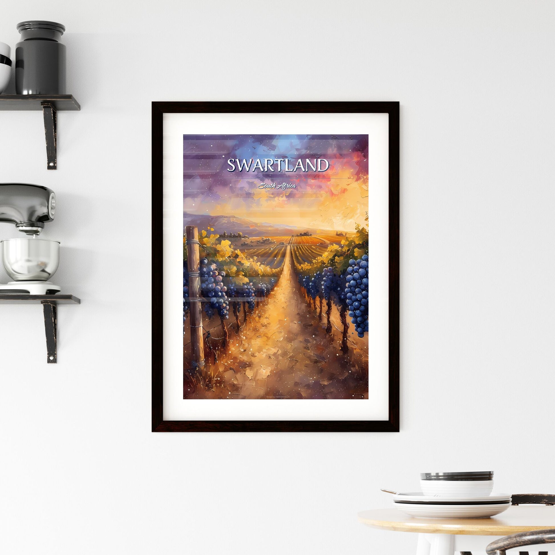 Swartland, South Africa - Art print of a painting of a vineyard Default Title