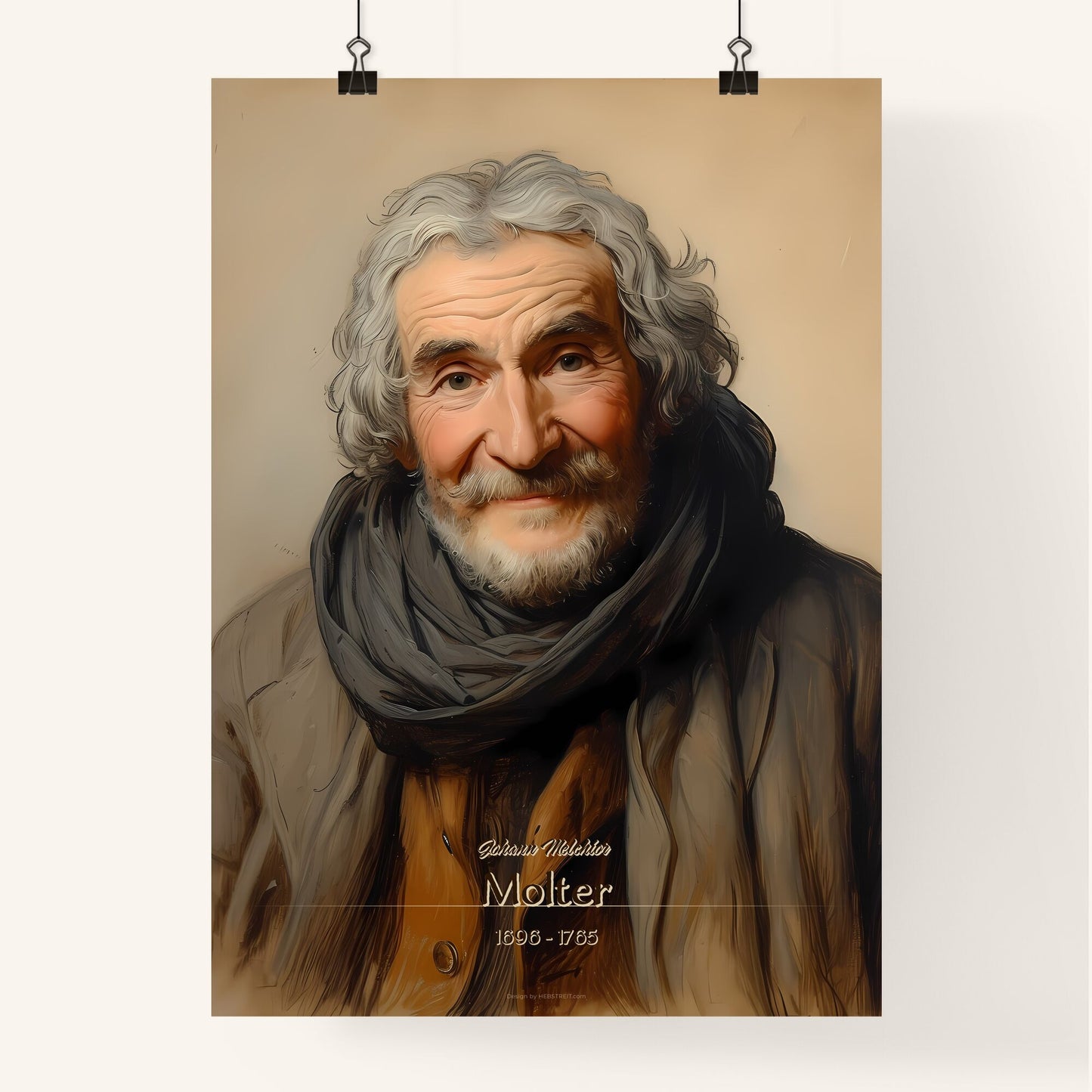 Johann Melchior, Molter, 1696 - 1765, A Poster of a man with a beard and a scarf Default Title