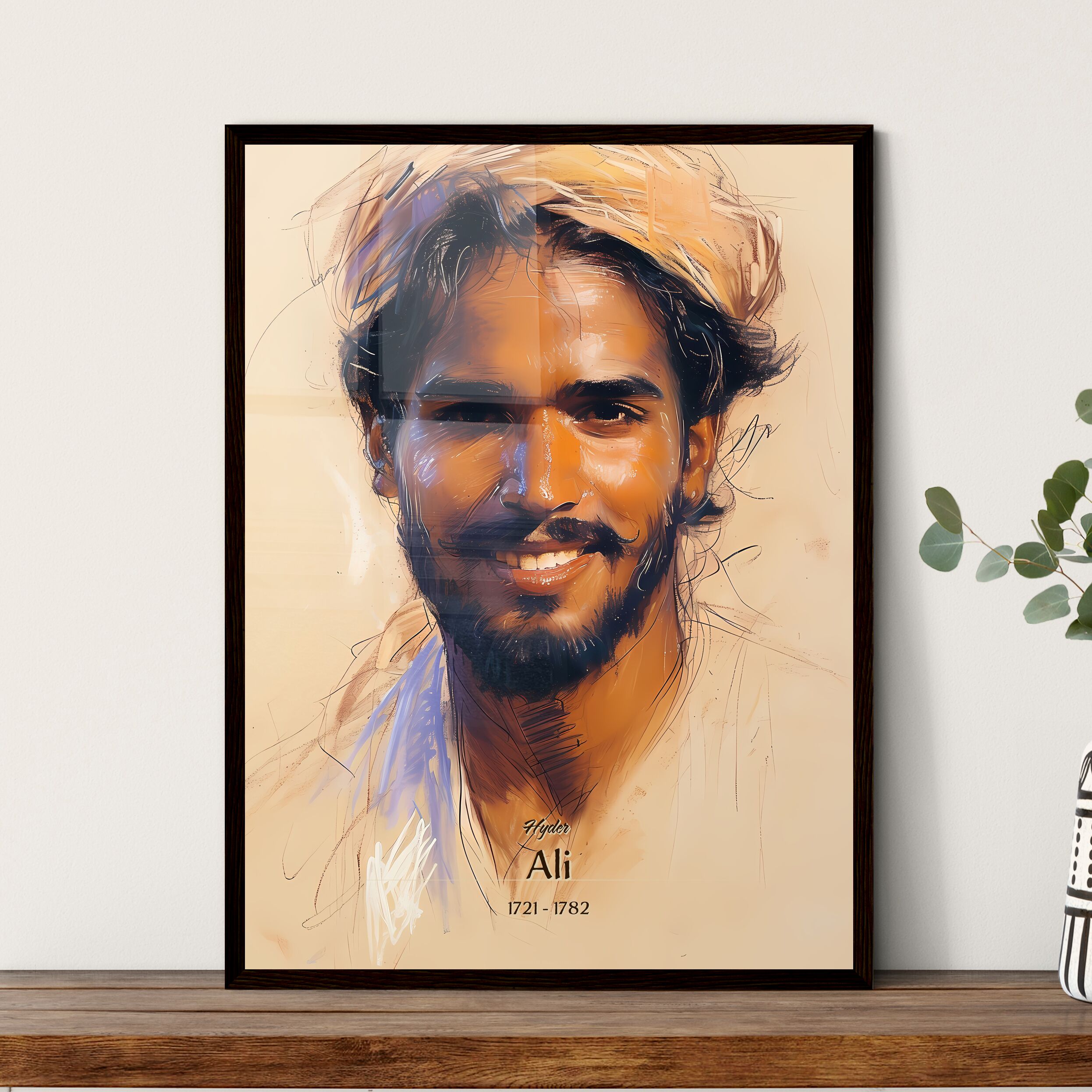 Hyder, Ali, 1721 - 1782, A Poster of a man with a beard by HEBSTREIT