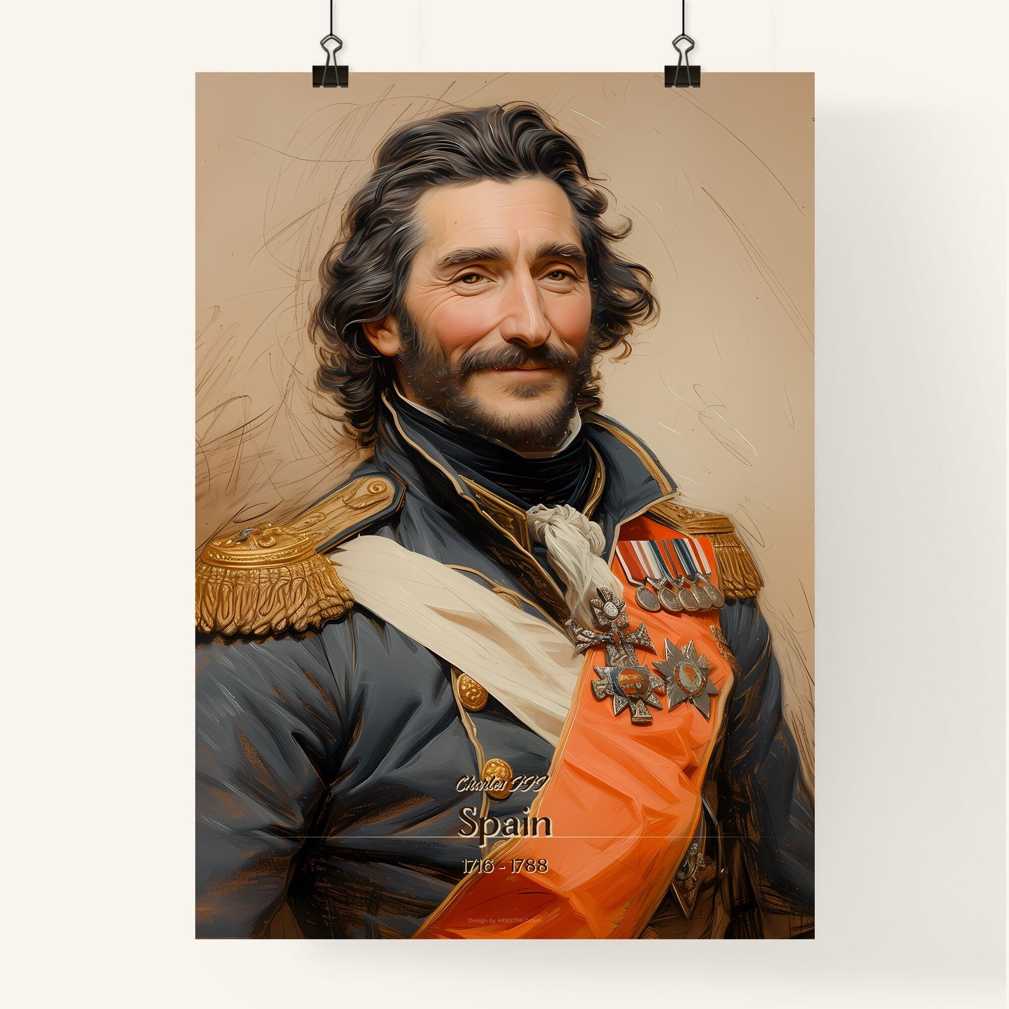 Charles III, Spain, 1716 - 1788, A Poster of a man in a military uniform Default Title