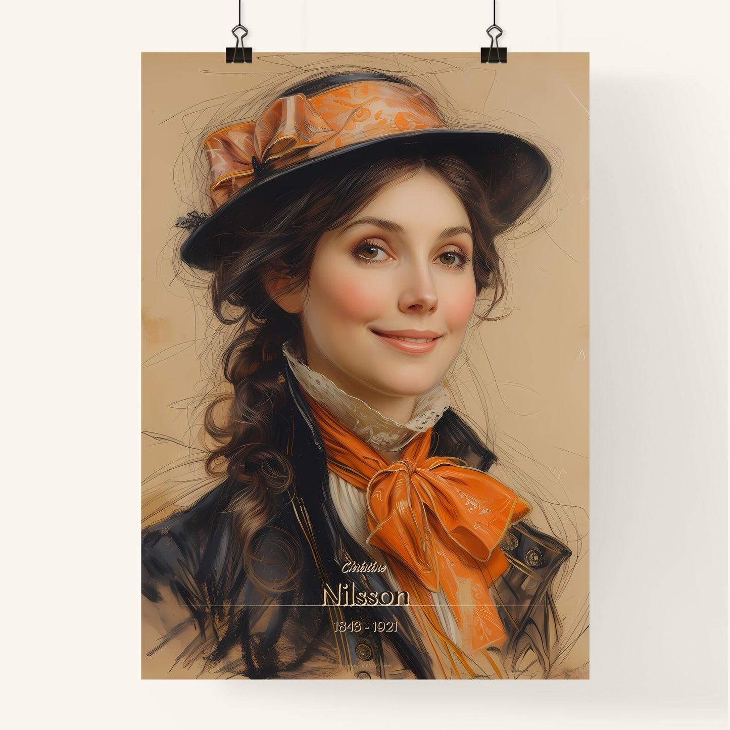 Christine, Nilsson, 1843 - 1921, A Poster of a woman wearing a hat and a scarf Default Title