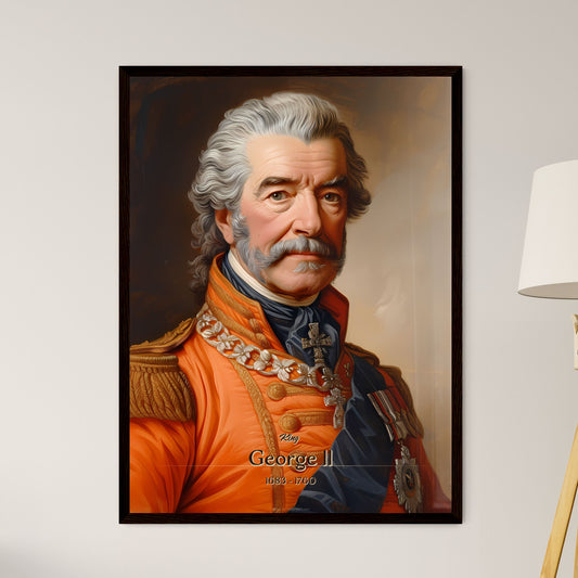 King, George II, 1683 - 1760, A Poster of a painting of a man in an orange uniform Default Title
