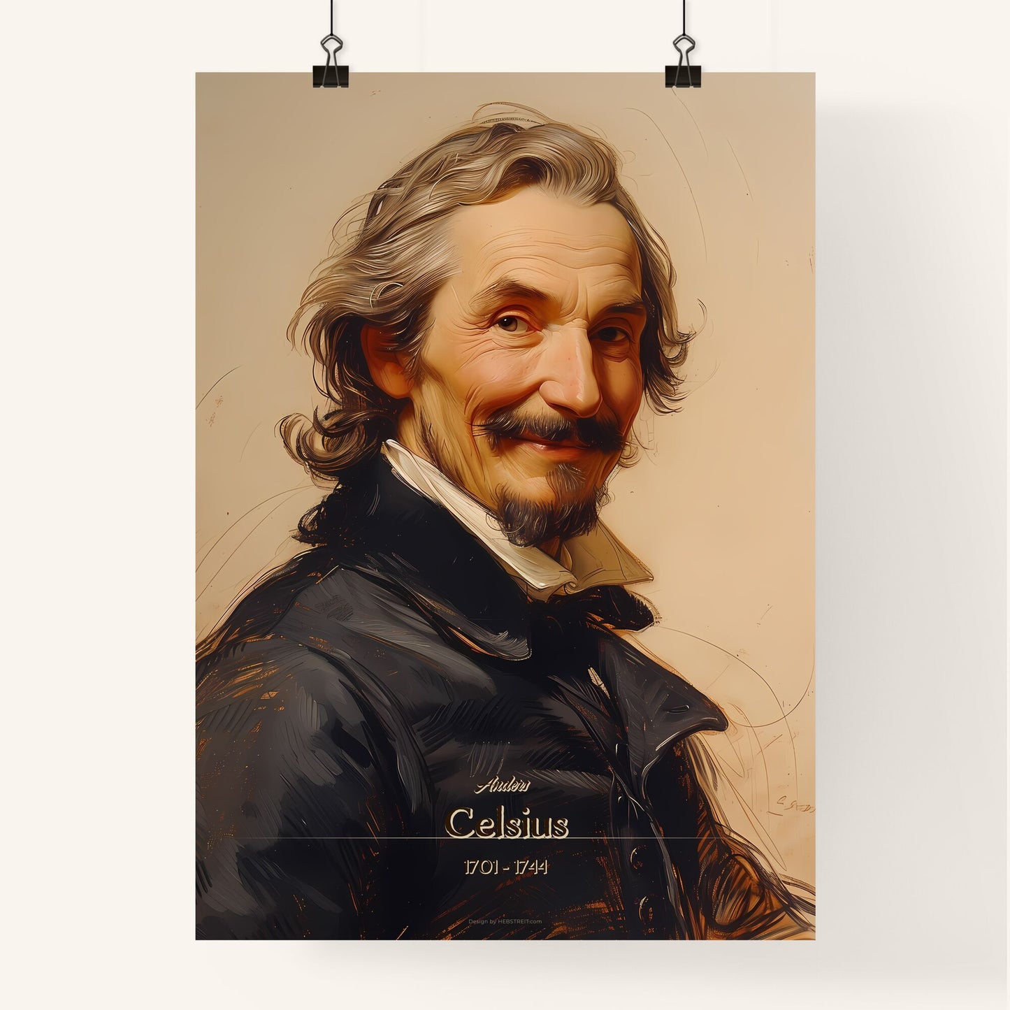 Anders, Celsius, 1701 - 1744, A Poster of a man with long hair and a mustache Default Title