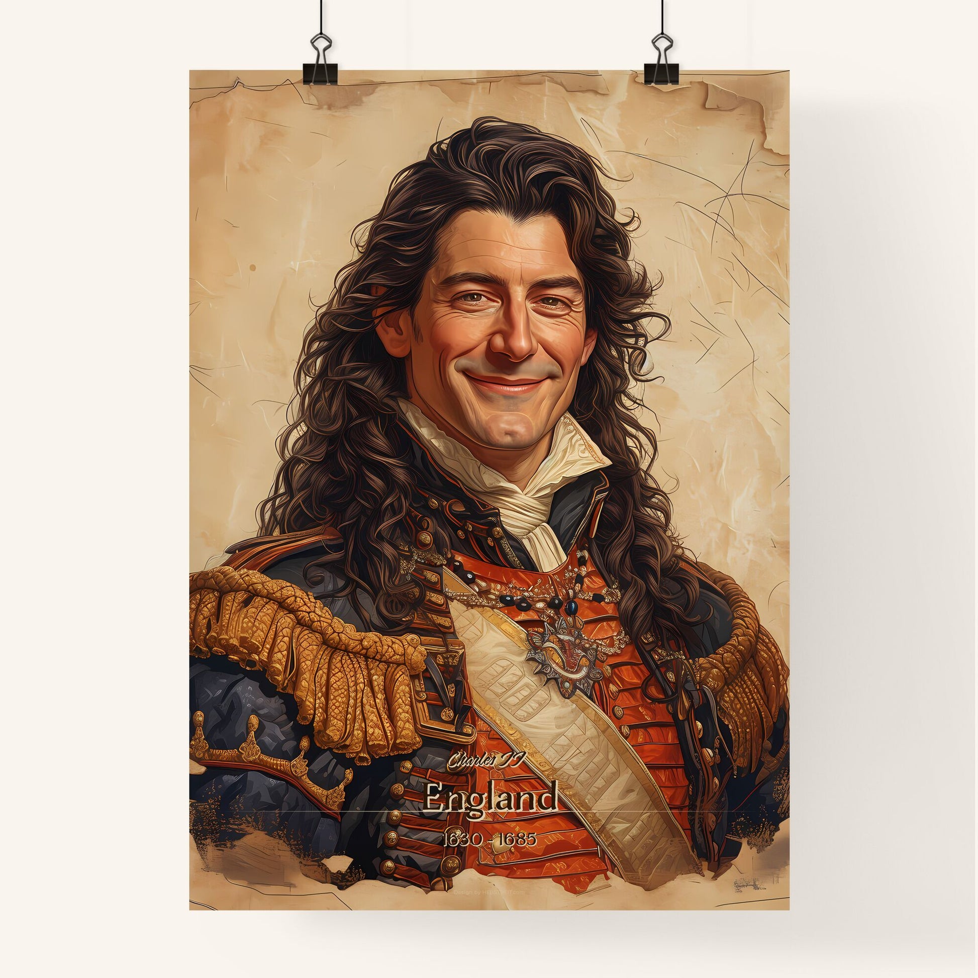 Charles II, England, 1630 - 1685, A Poster of a man in a garment Default Title