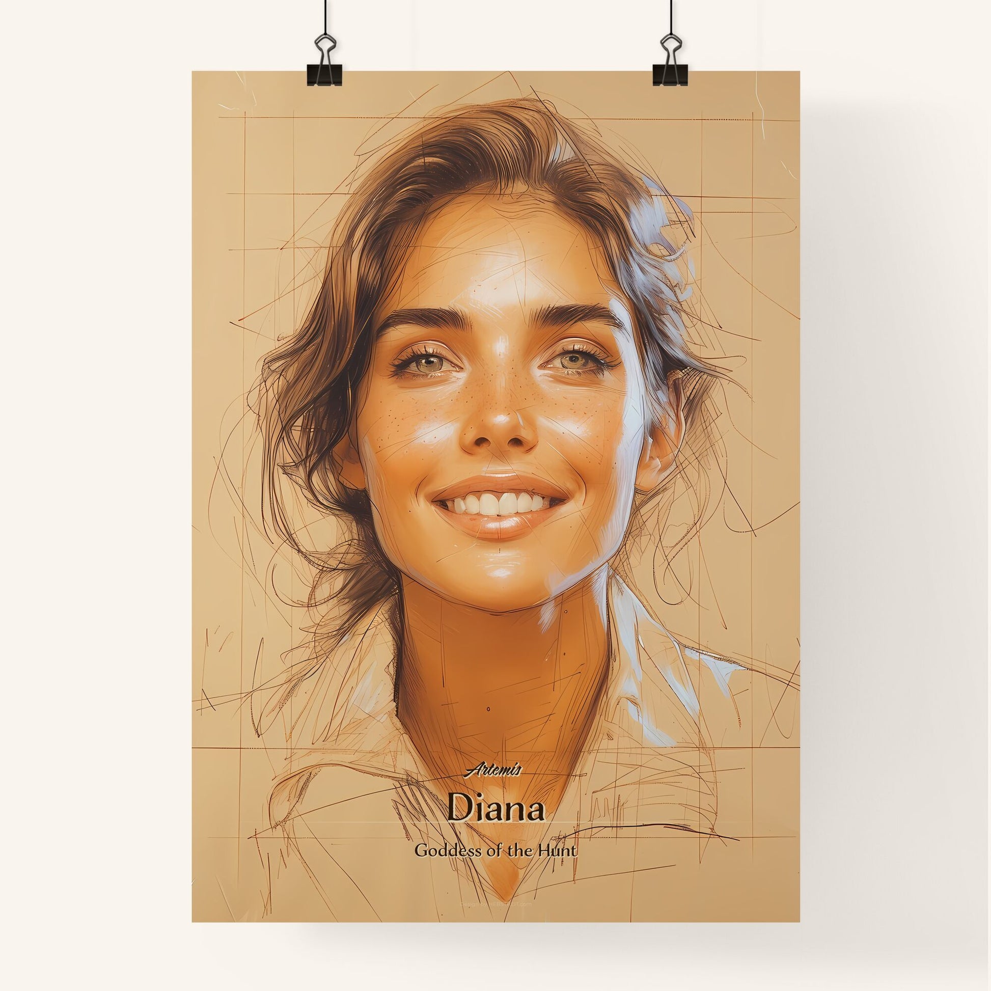 Artemis, Diana, Goddess of the Hunt, A Poster of a woman smiling with her hair pulled back Default Title