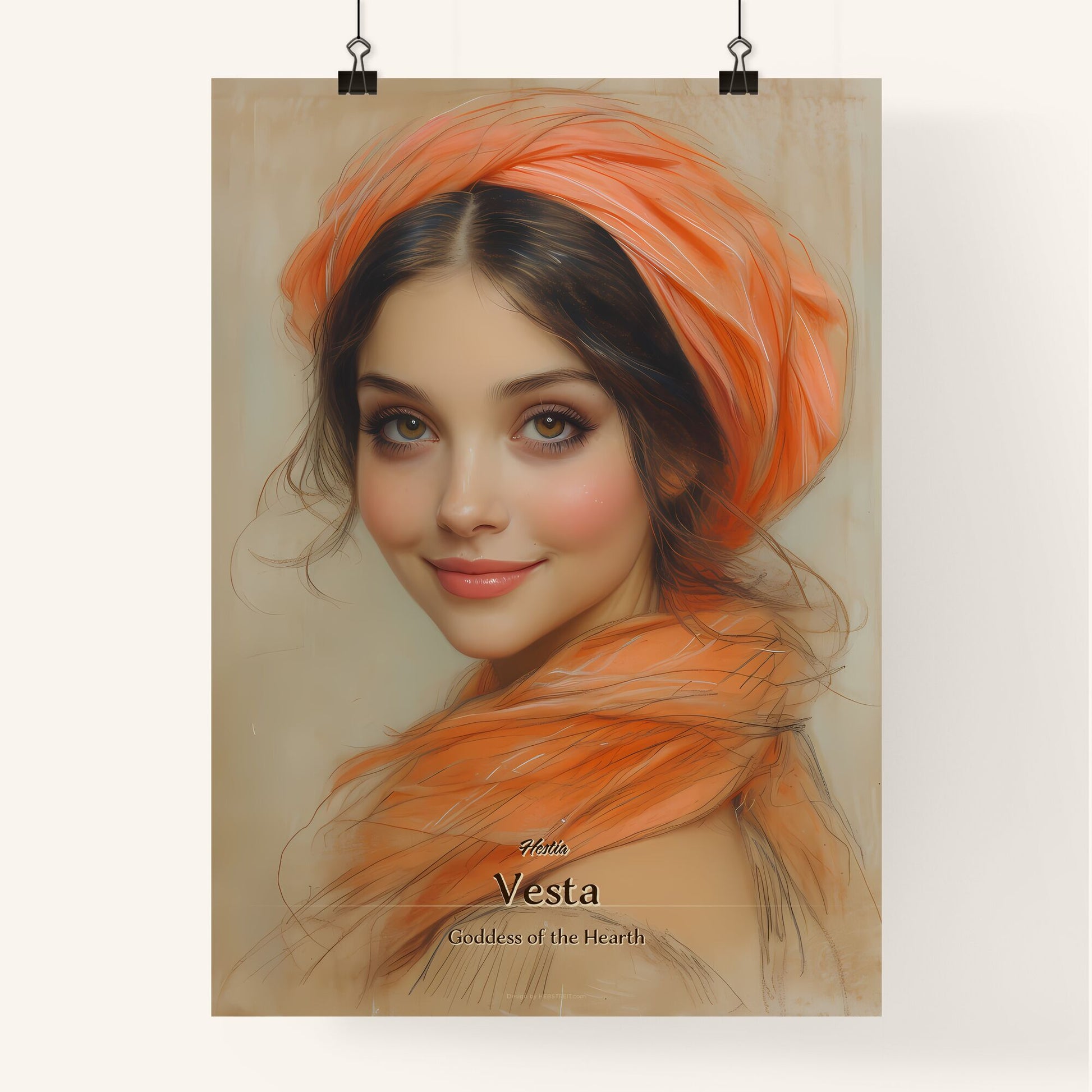 Hestia, Vesta, Goddess of the Hearth, A Poster of a woman with a scarf around her head Default Title