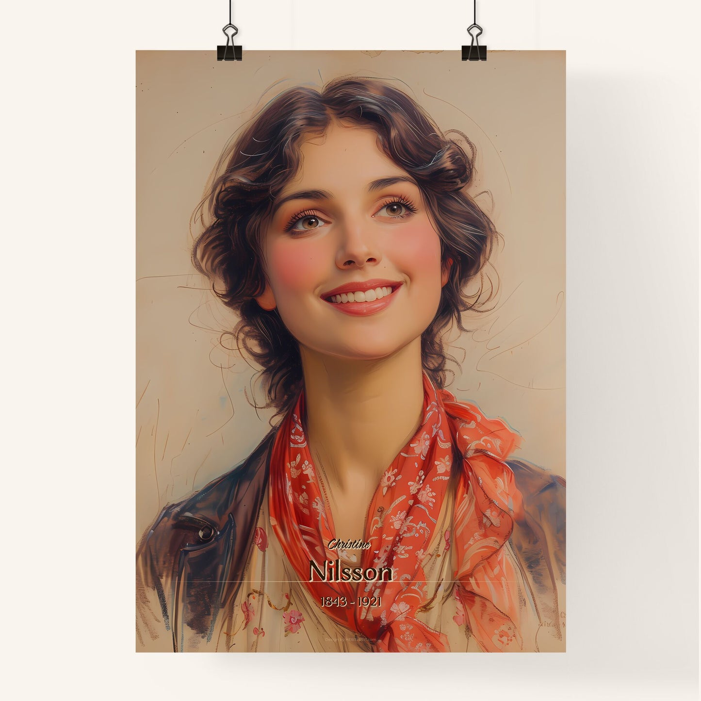 Christine, Nilsson, 1843 - 1921, A Poster of a woman with a red scarf Default Title