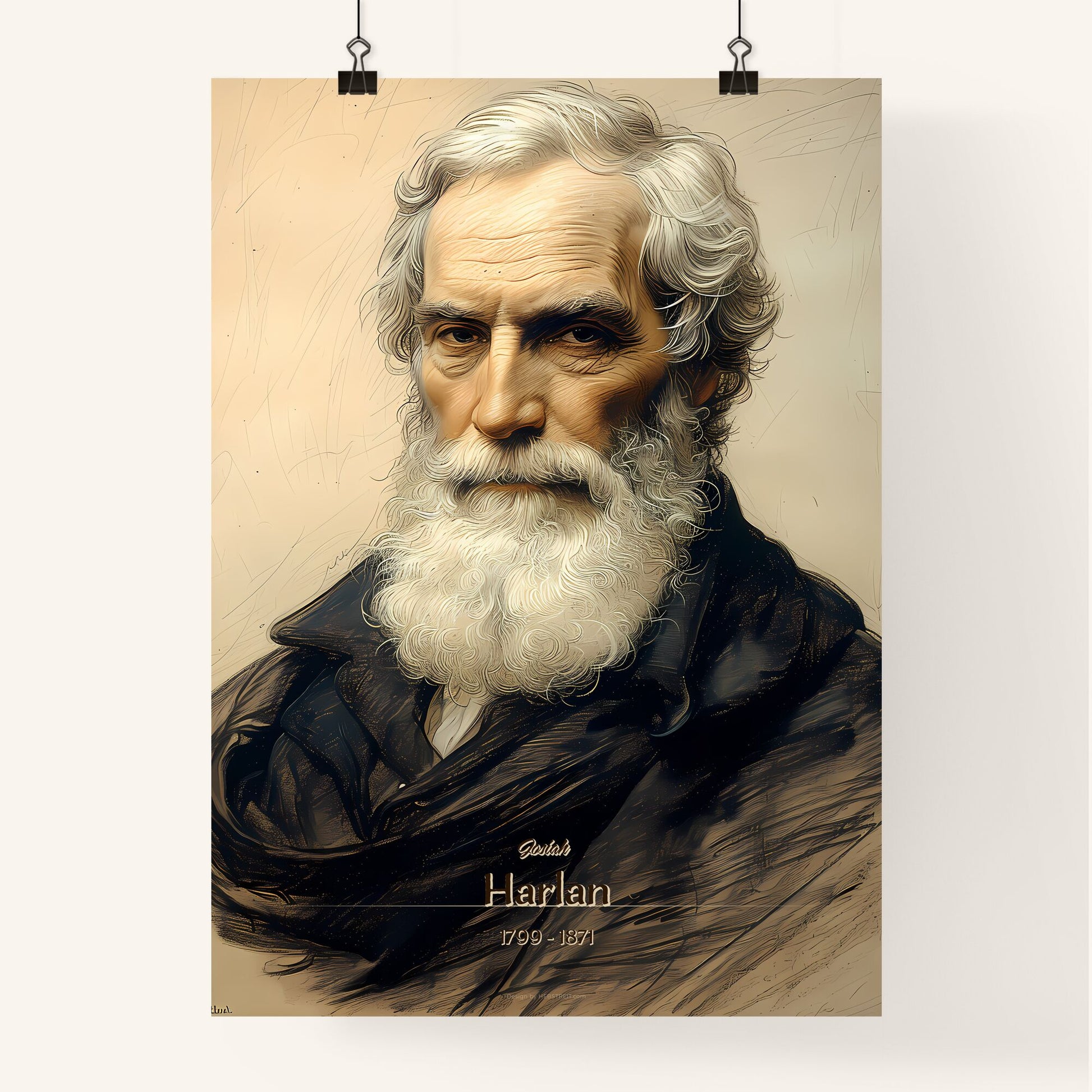 Josiah, Harlan, 1799 - 1871, A Poster of a man with a white beard Default Title