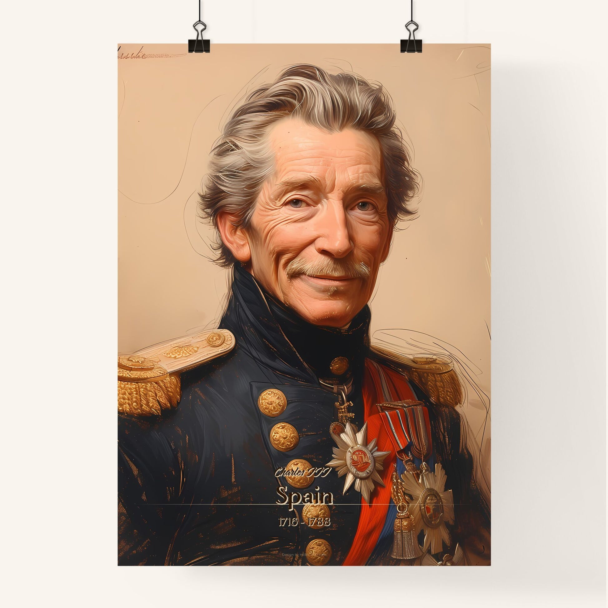 Charles III, Spain, 1716 - 1788, A Poster of a man in a military uniform Default Title