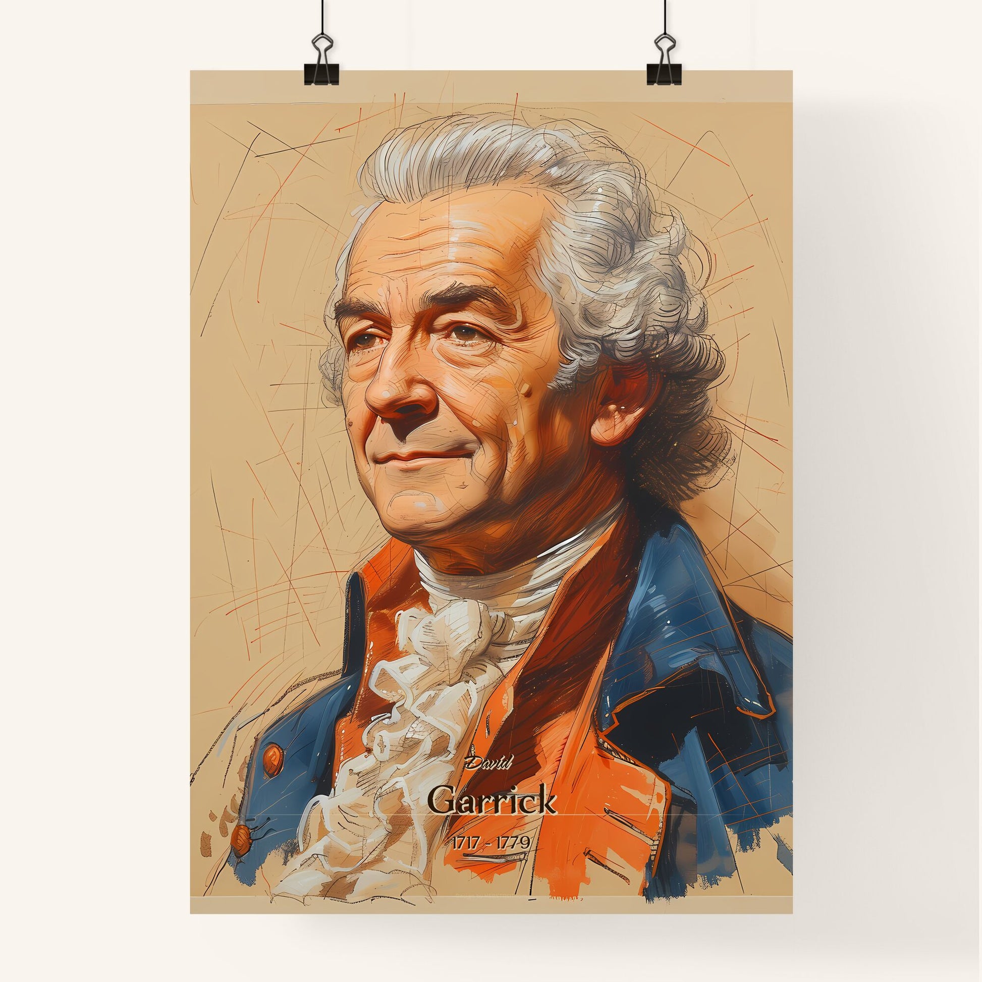 David, Garrick, 1717 - 1779, A Poster of a man with white hair and ruffled shirt Default Title