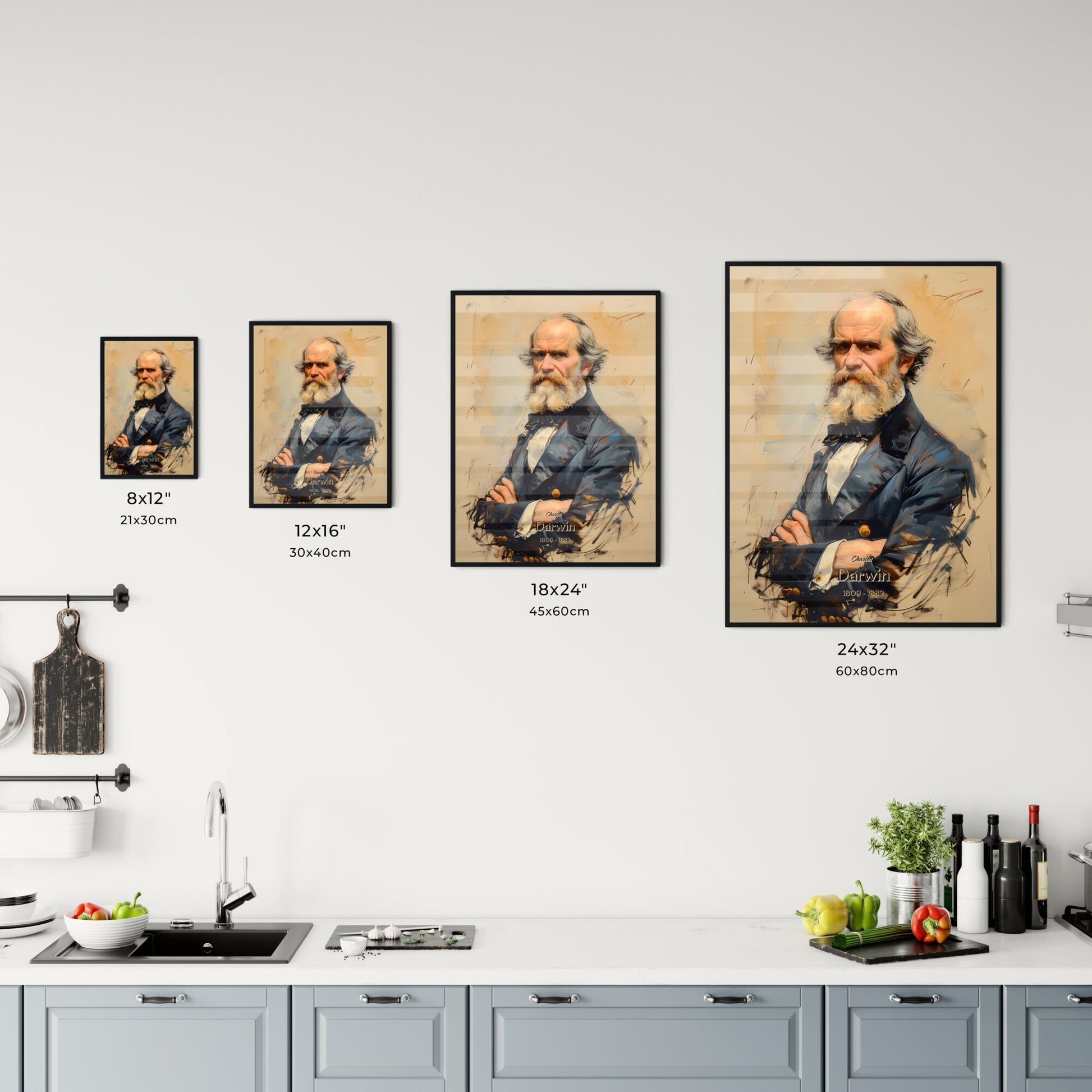 Charles, Darwin, 1809 - 1882, A Poster of a painting of a man with a beard and mustache Default Title
