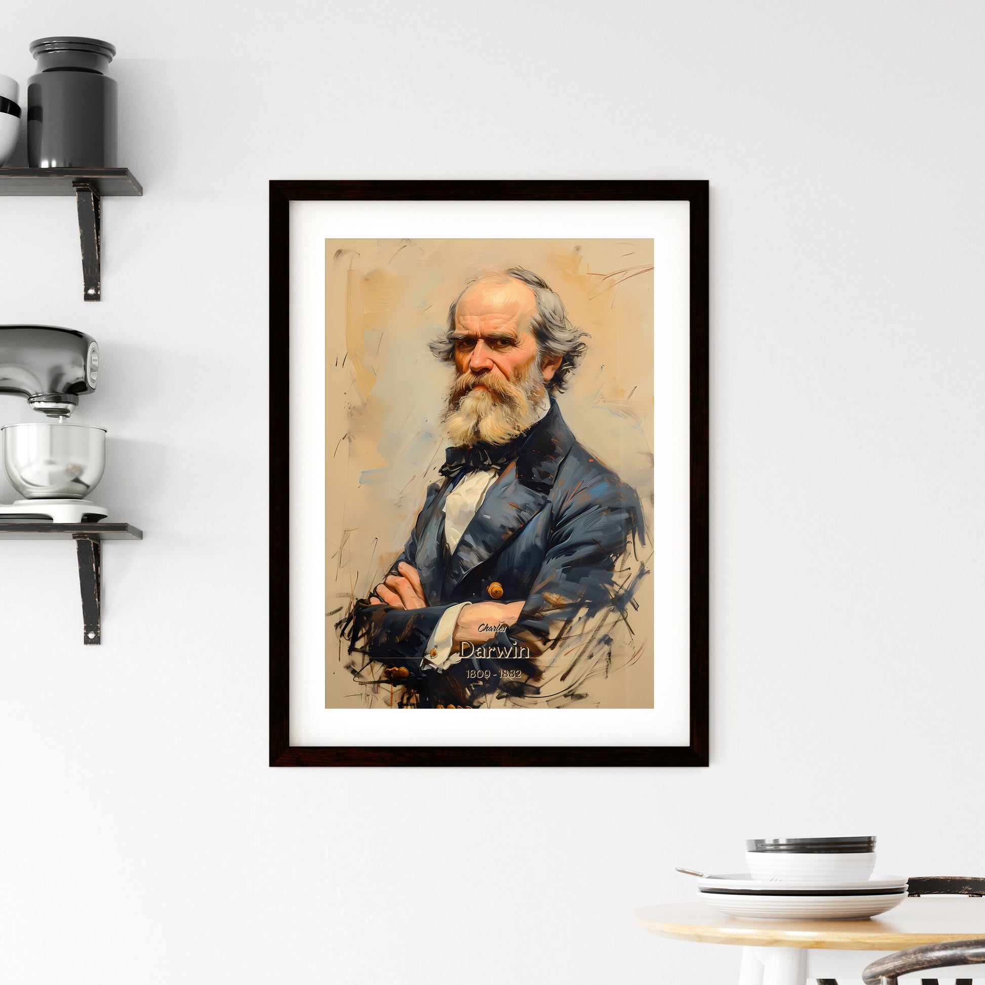 Charles, Darwin, 1809 - 1882, A Poster of a painting of a man with a beard and mustache Default Title