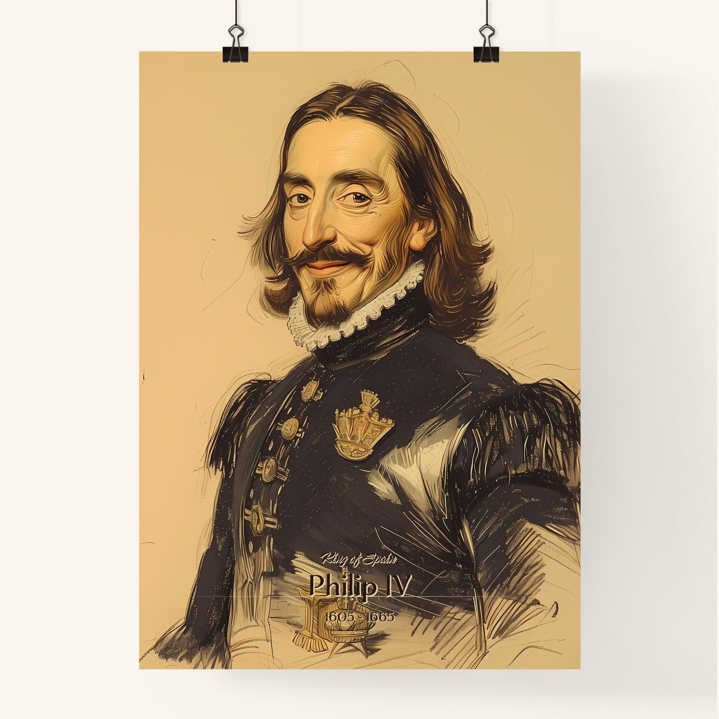King of Spain, Philip IV, 1605 - 1665, A Poster of a man in a black suit Default Title