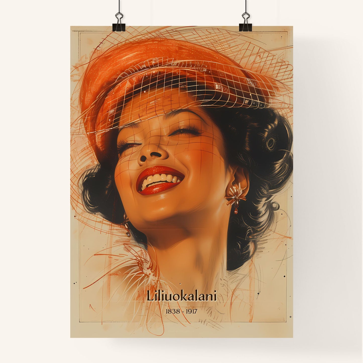 Liliuokalani, 1838 - 1917, A Poster of a woman with a net hat Default Title