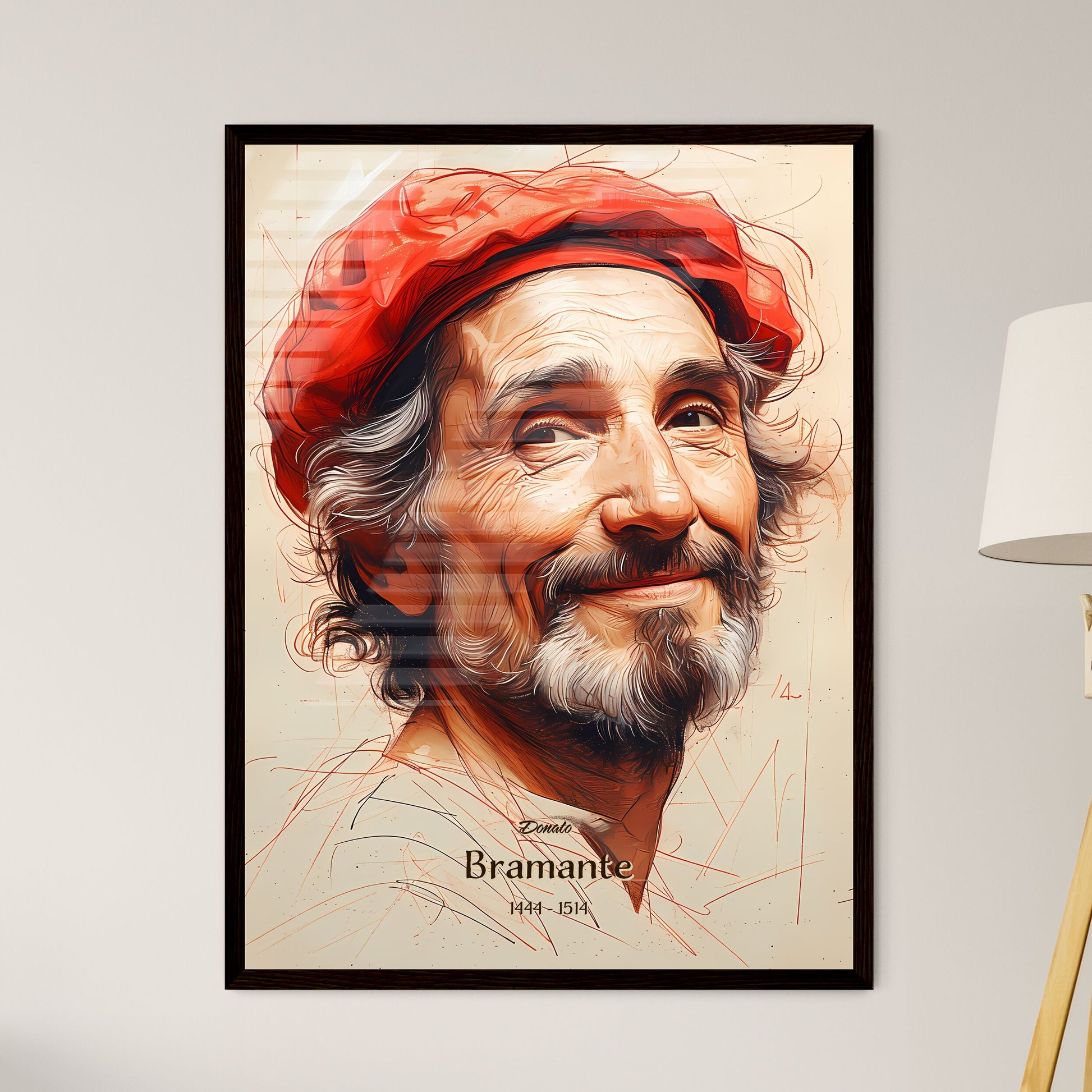 Donato, Bramante, 1444 - 1514, A Poster of a man with a beard and red hat Default Title