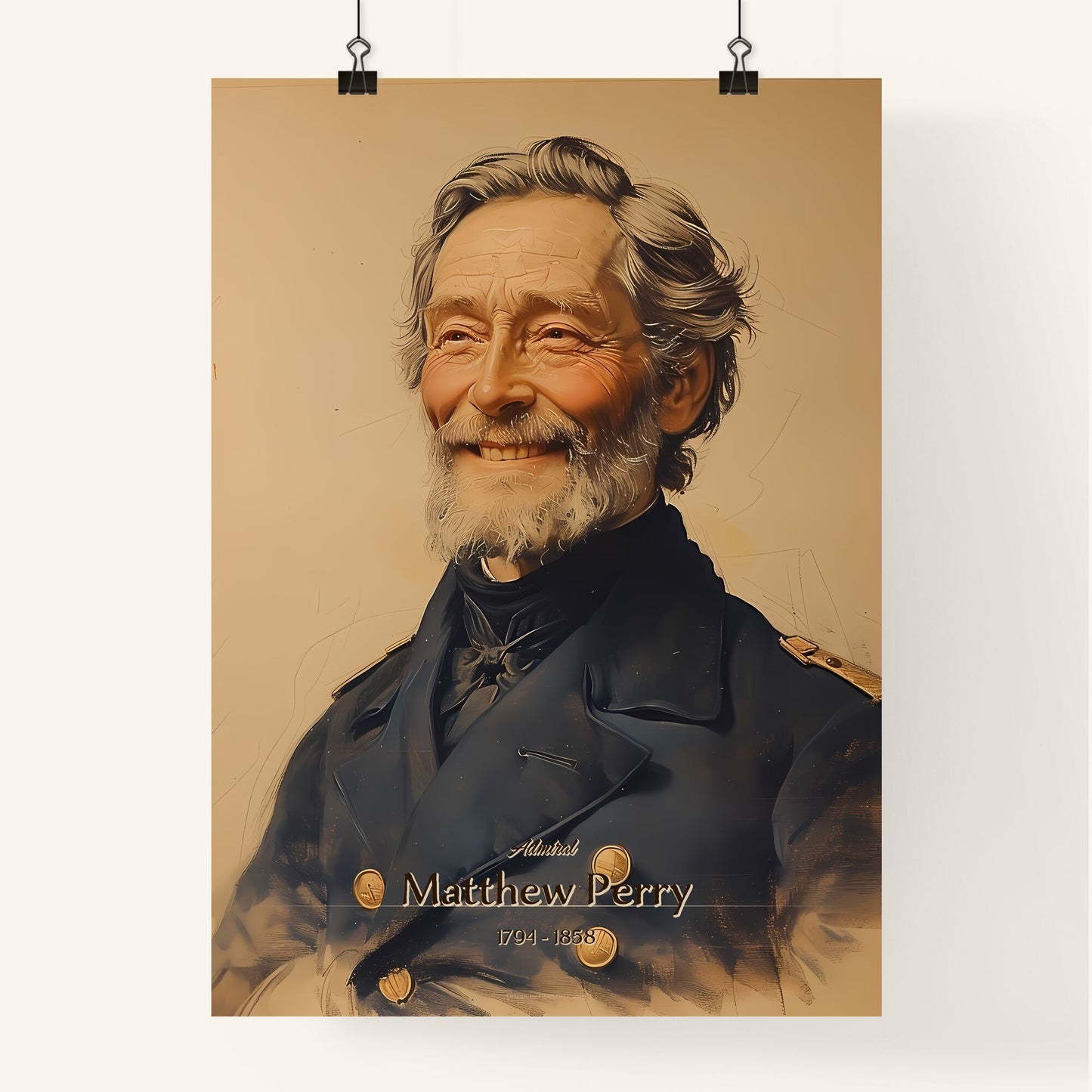Admiral, Matthew Perry, 1794 - 1858, A Poster of a man in a military uniform Default Title
