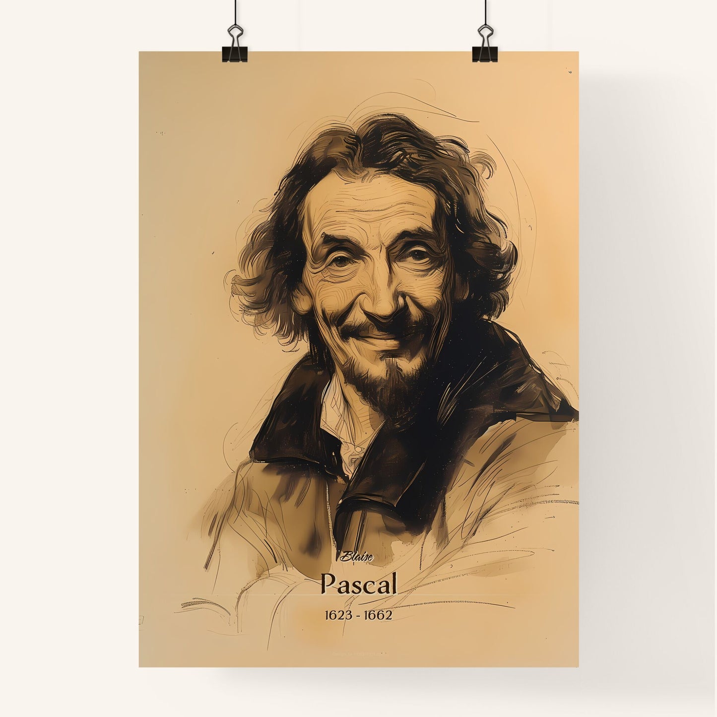 Blaise, Pascal, 1623 - 1662, A Poster of a drawing of a man smiling Default Title