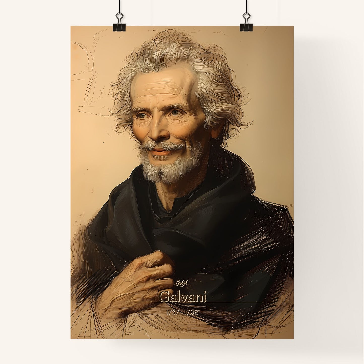 Luigi, Galvani, 1737 - 1798, A Poster of a man with a beard and a black robe Default Title