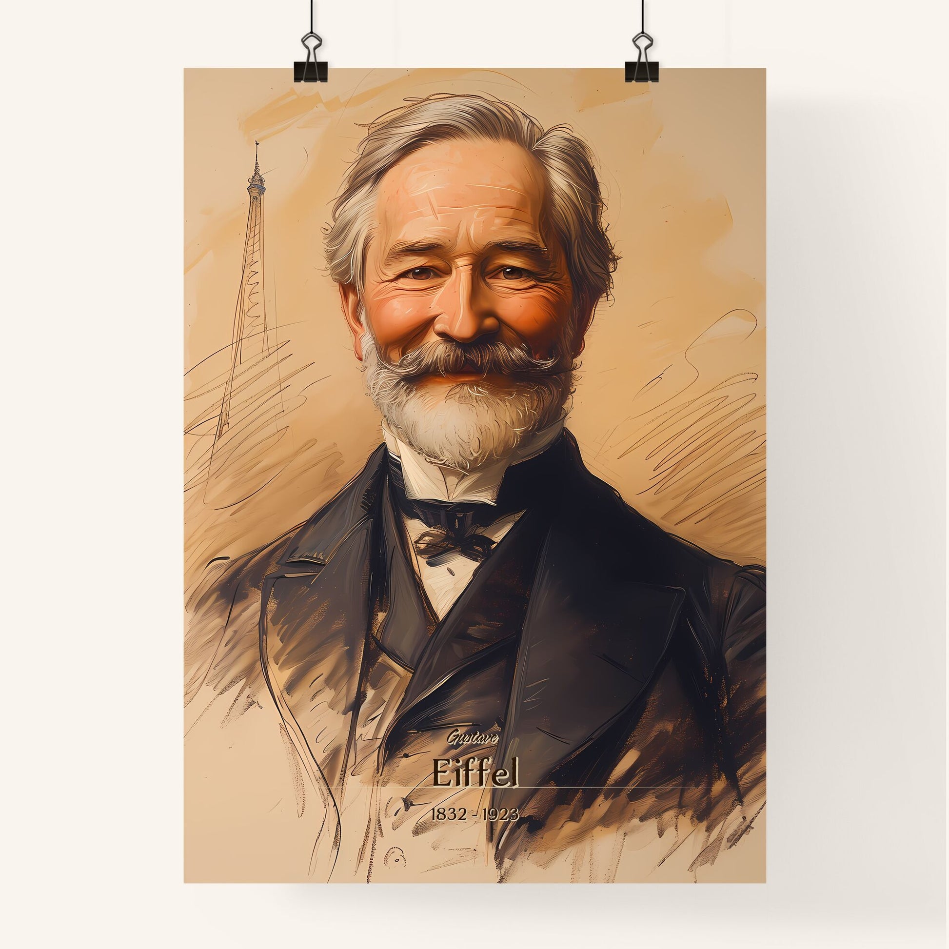 Gustave, Eiffel, 1832 - 1923, A Poster of a man with a mustache and beard Default Title