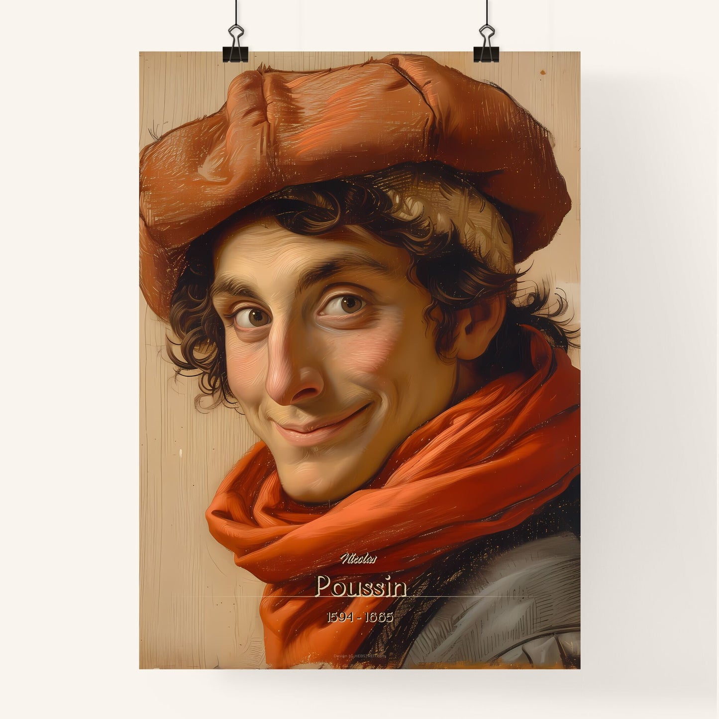 Nicolas, Poussin, 1594 - 1665, A Poster of a man wearing a hat and scarf Default Title
