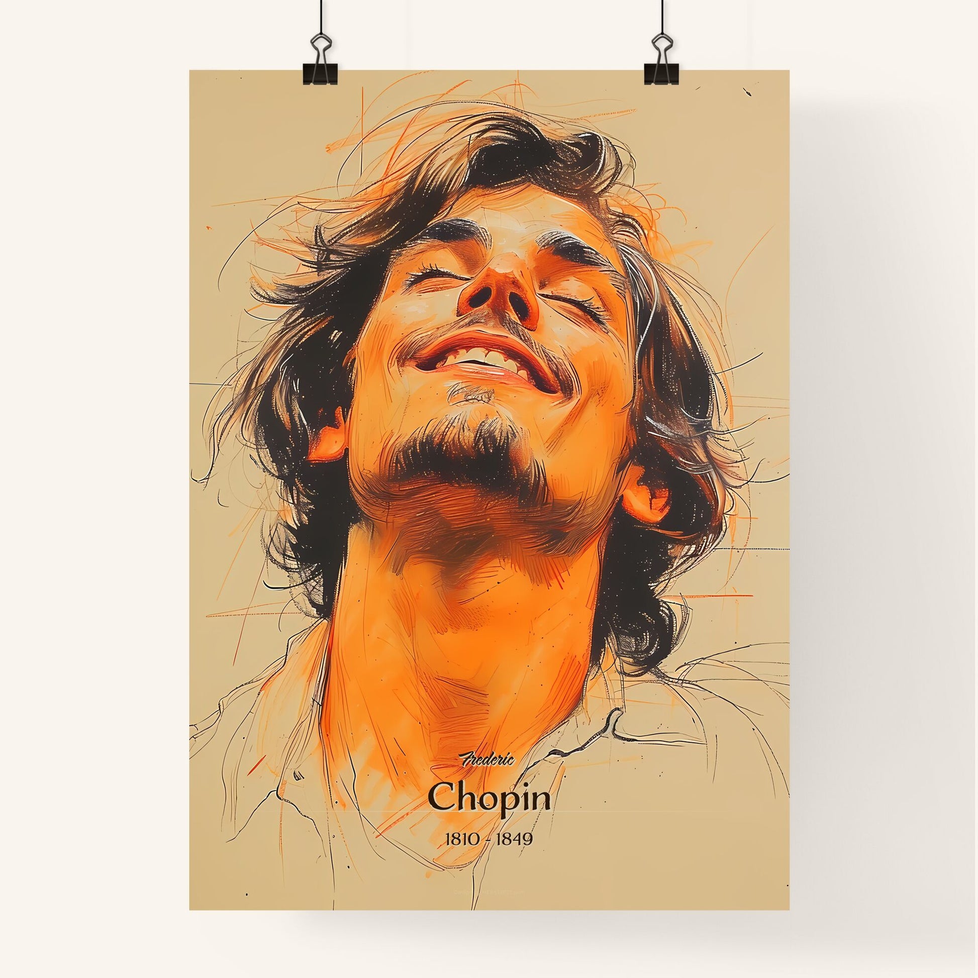 Frederic, Chopin, 1810 - 1849, A Poster of a man with long hair and beard smiling Default Title
