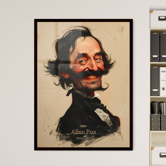 Edgar, Allan Poe, 1809 - 1849, A Poster of a cartoon of a man with a mustache Default Title