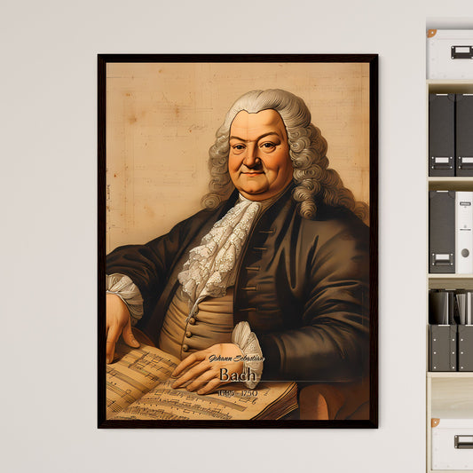 Johann Sebastian, Bach, 1685 - 1750, A Poster of a man with long white hair and a ruffled collar sitting at a table Default Title