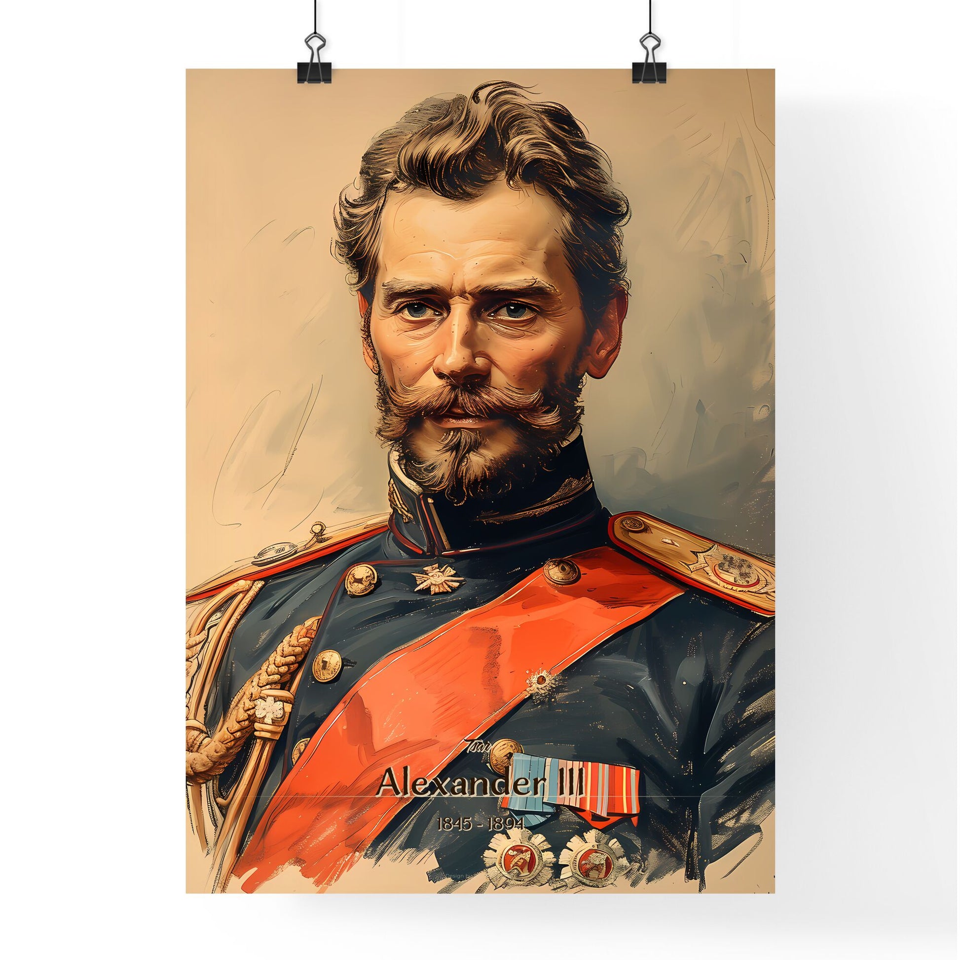 Tsar, Alexander III, 1845 - 1894, A Poster of a man in a military uniform Default Title