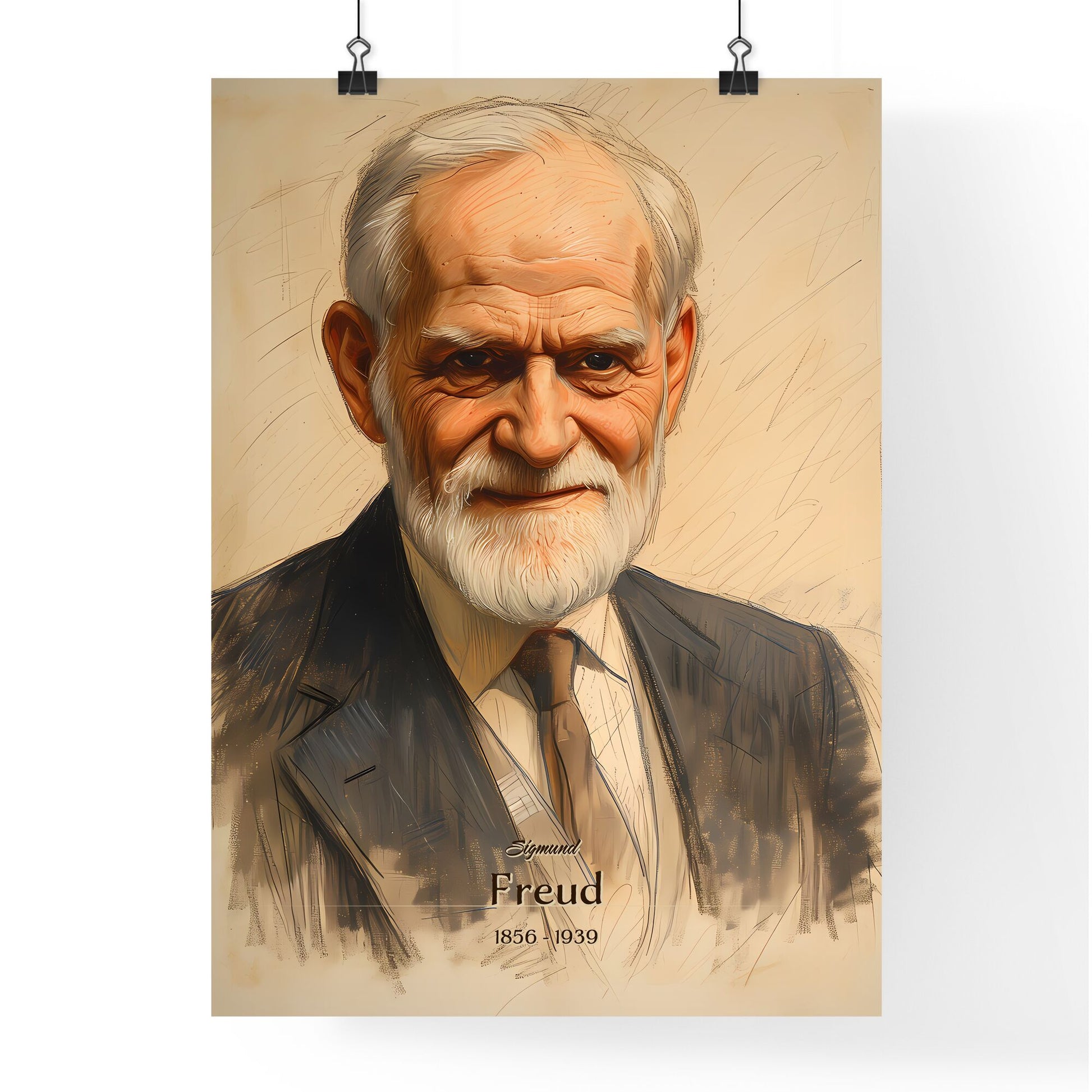 Sigmund, Freud, 1856 - 1939, A Poster of a man with a beard and tie Default Title