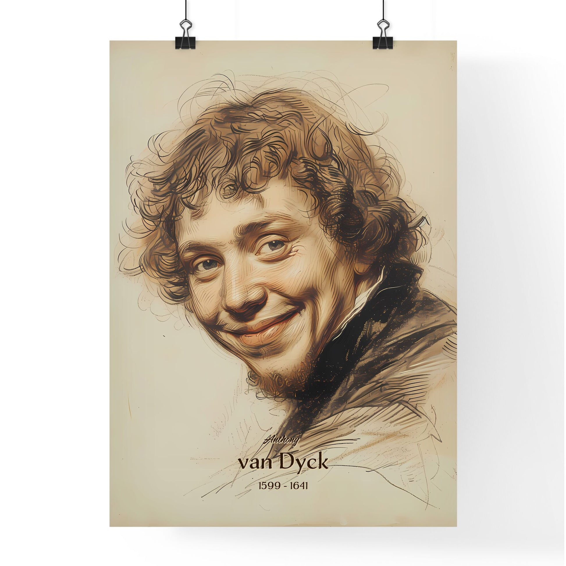 Anthony, van Dyck, 1599 - 1641, A Poster of a drawing of a man smiling Default Title