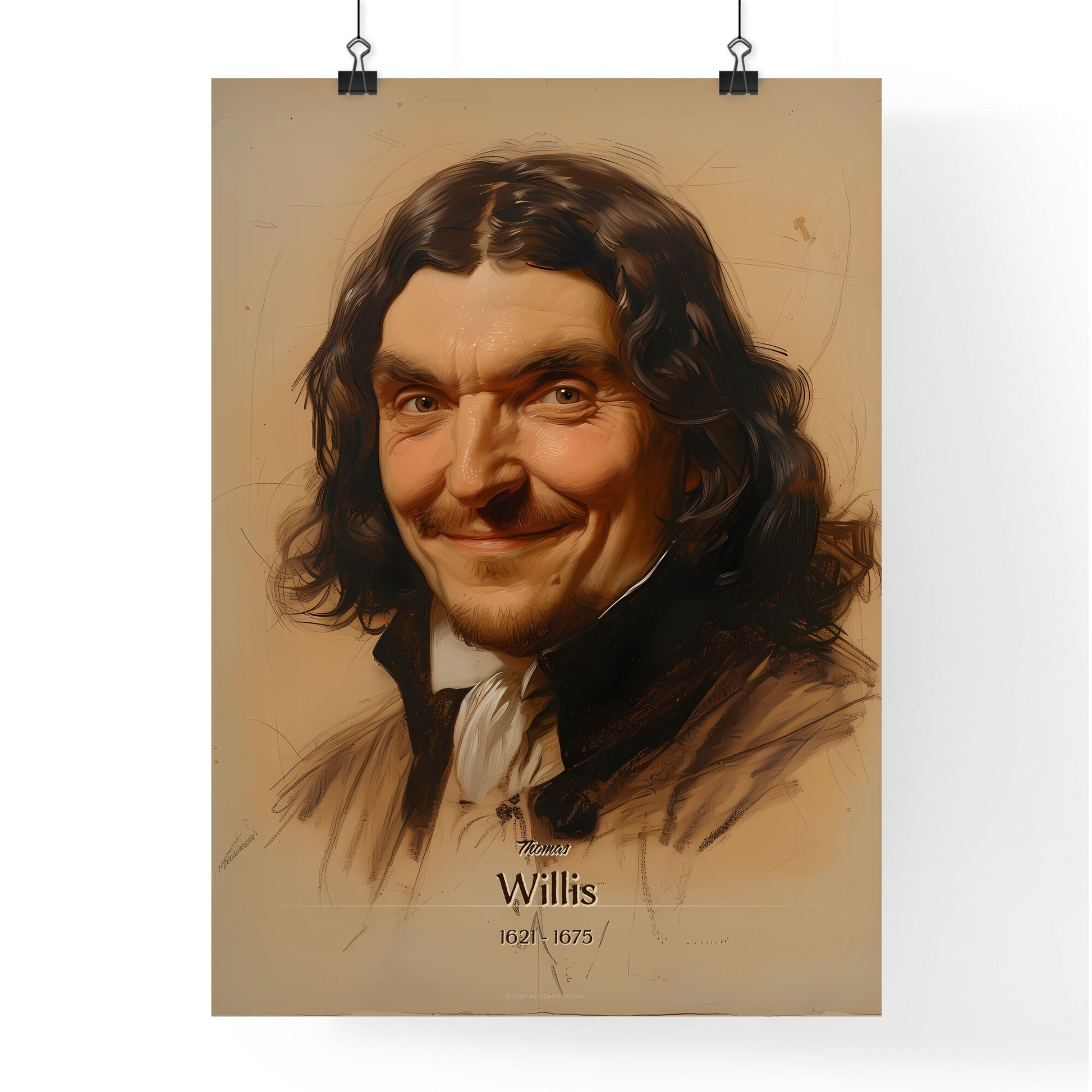 Thomas, Willis, 1621 - 1675, A Poster of a man with long hair smiling Default Title