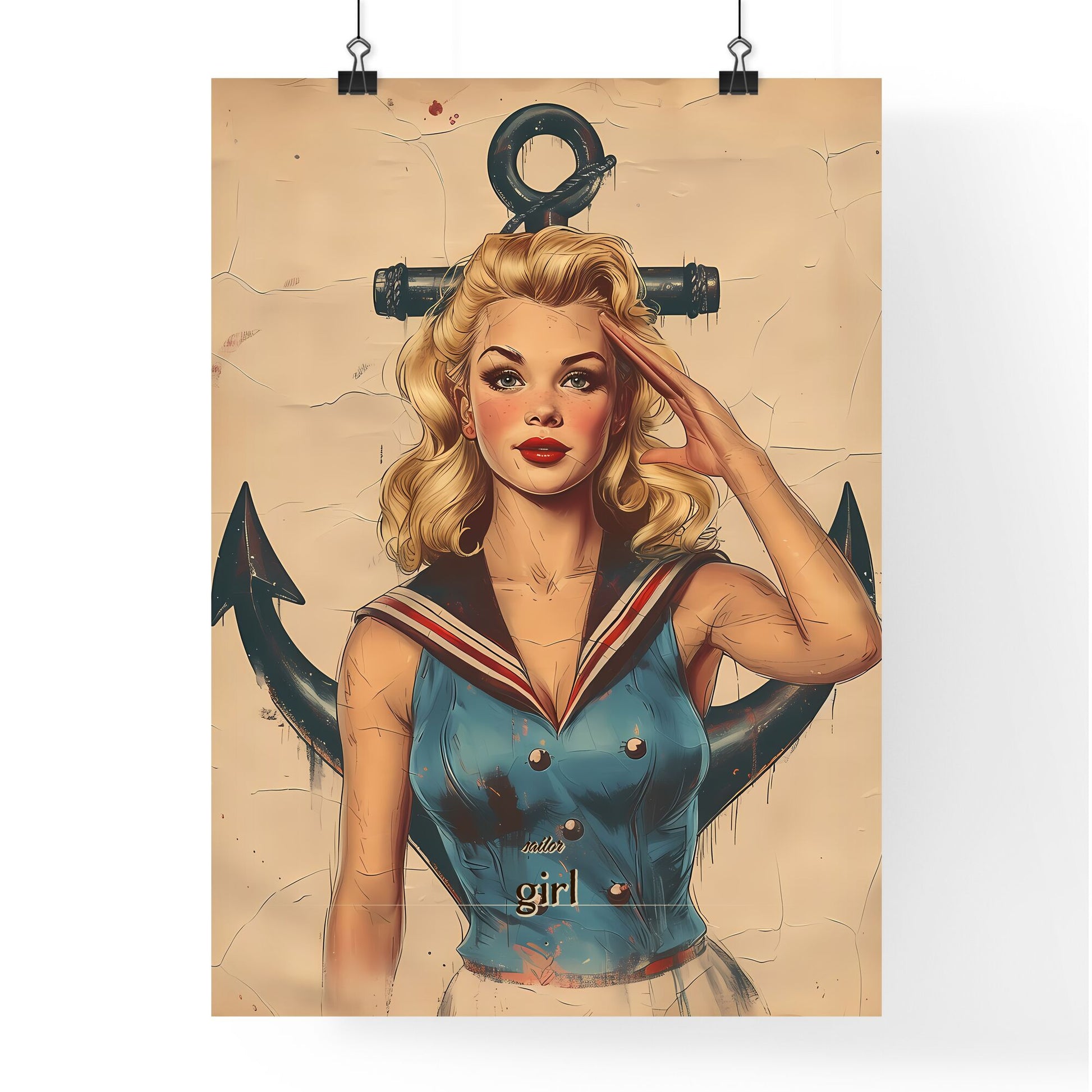 sailor, girl, A Poster of a woman saluting with her hand Default Title