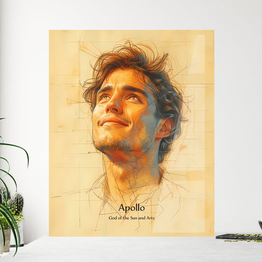 Apollo, God of the Sun and Arts, A Poster of a drawing of a man looking up Default Title
