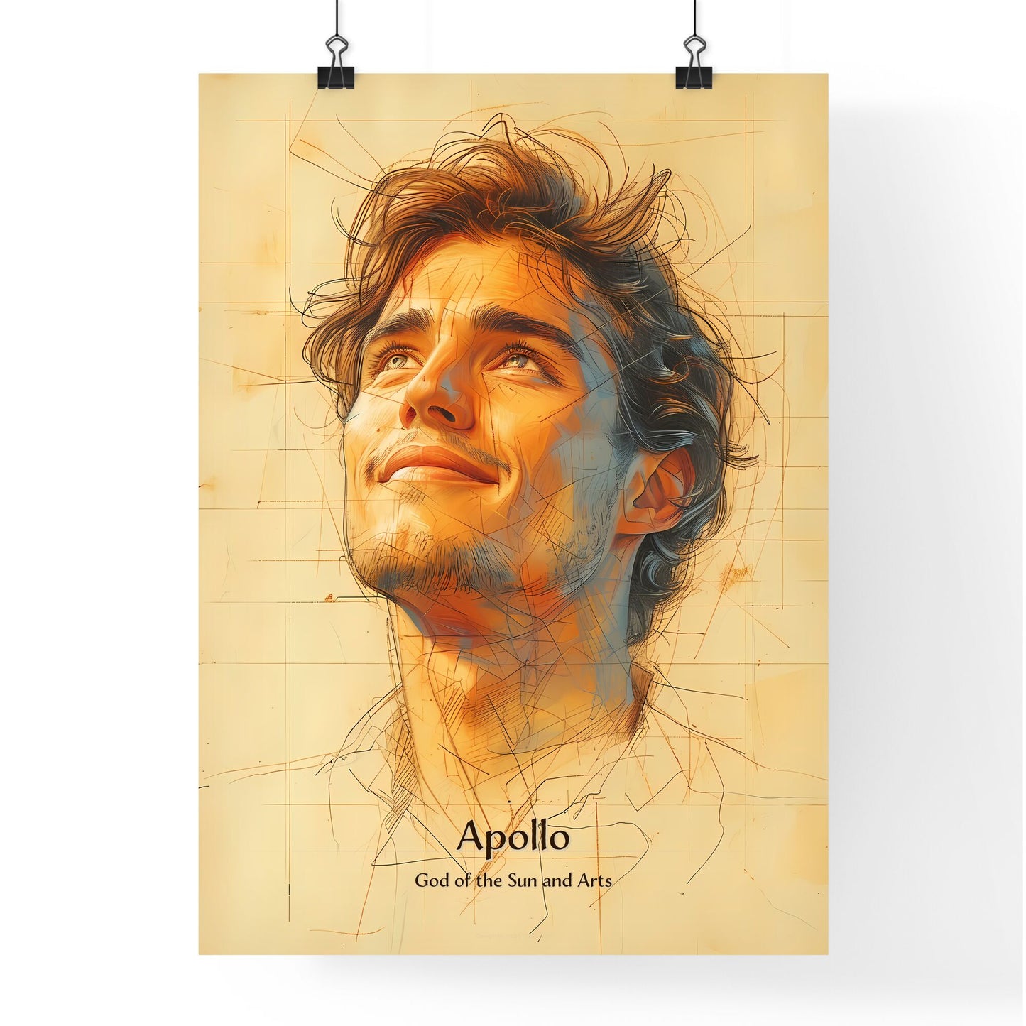 Apollo, God of the Sun and Arts, A Poster of a drawing of a man looking up Default Title