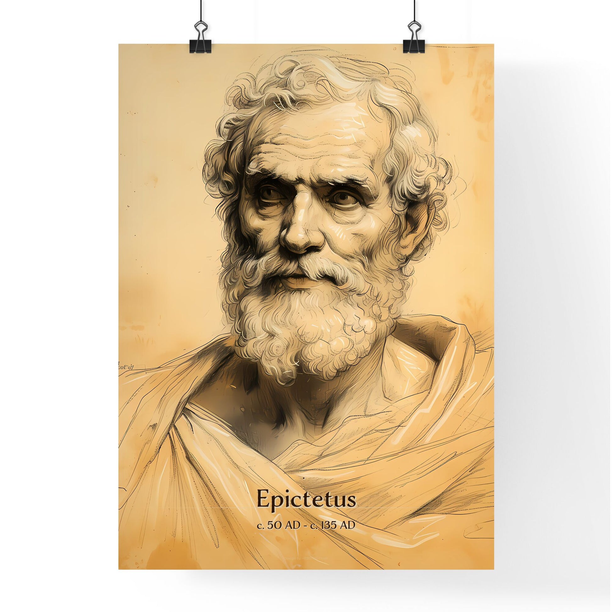 Epictetus, c. 50 AD - c. 135 AD, A Poster of a drawing of a man with a beard Default Title