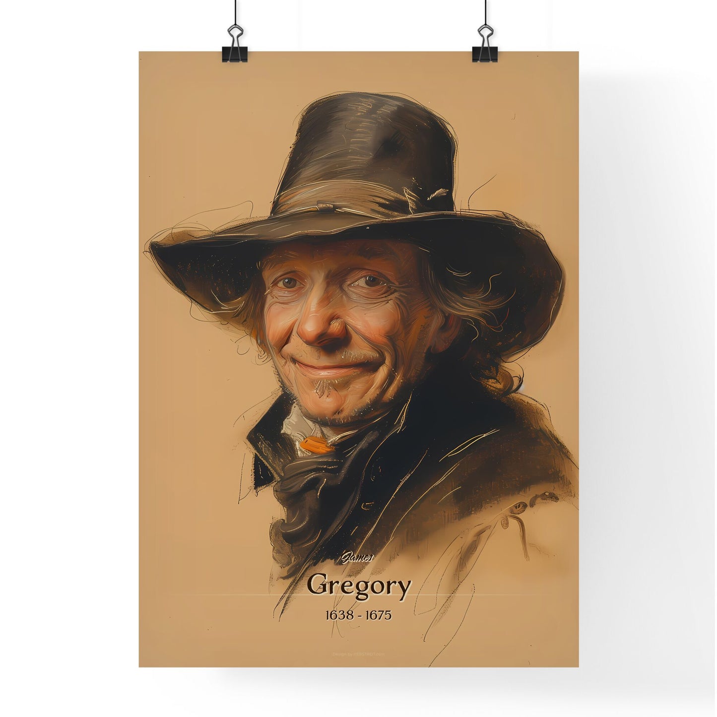 James, Gregory, 1638 - 1675, A Poster of a man wearing a hat Default Title