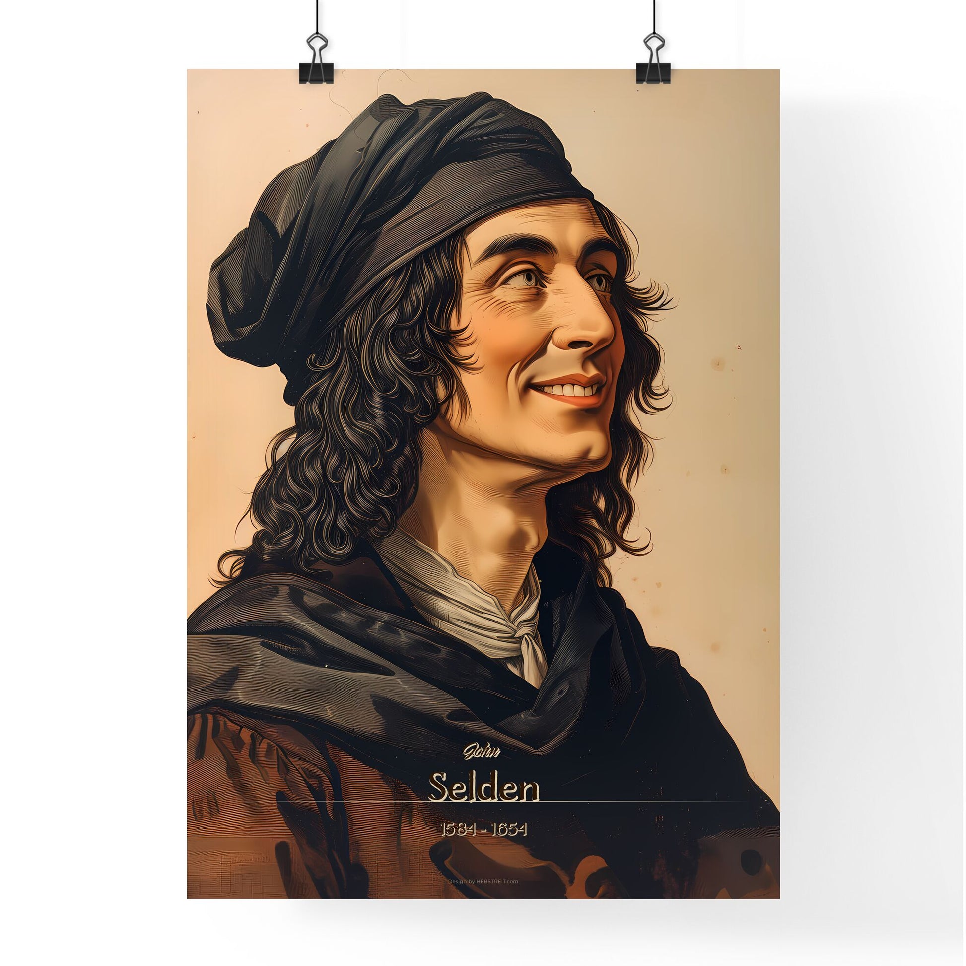 John, Selden, 1584 - 1654, A Poster of a man with long hair and a black hat Default Title