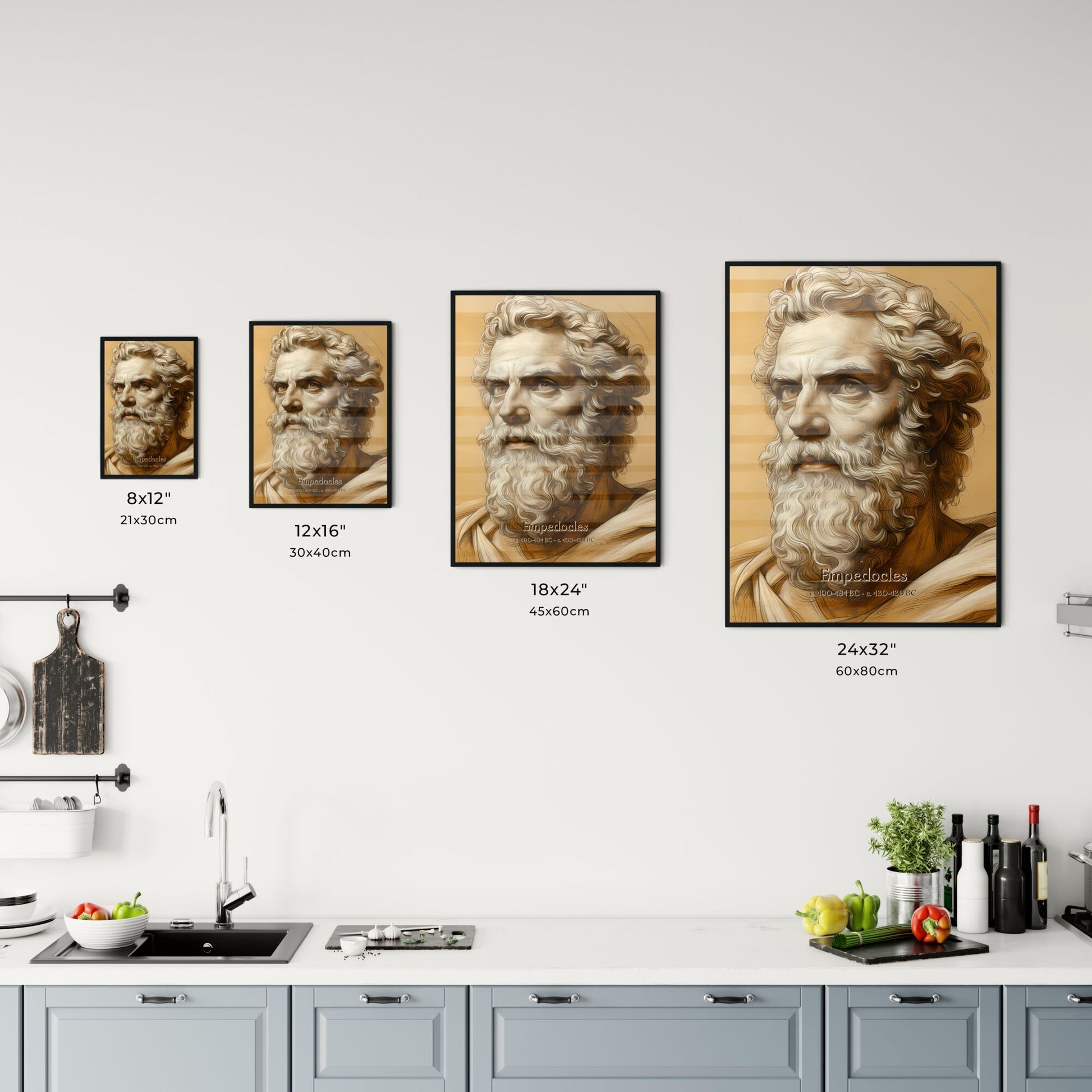 Empedocles, c. 490-484 BC - c. 430-430 BC, A Poster of a drawing of a bearded man Default Title