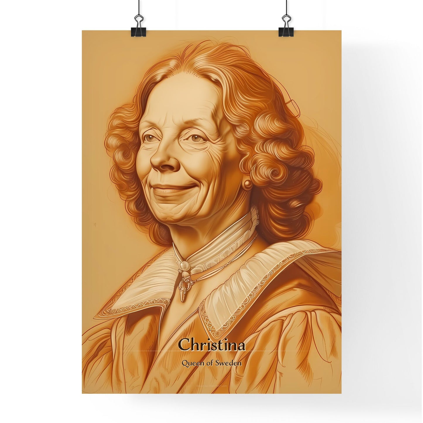 Christina, Queen of Sweden, A Poster of a woman with curly hair Default Title