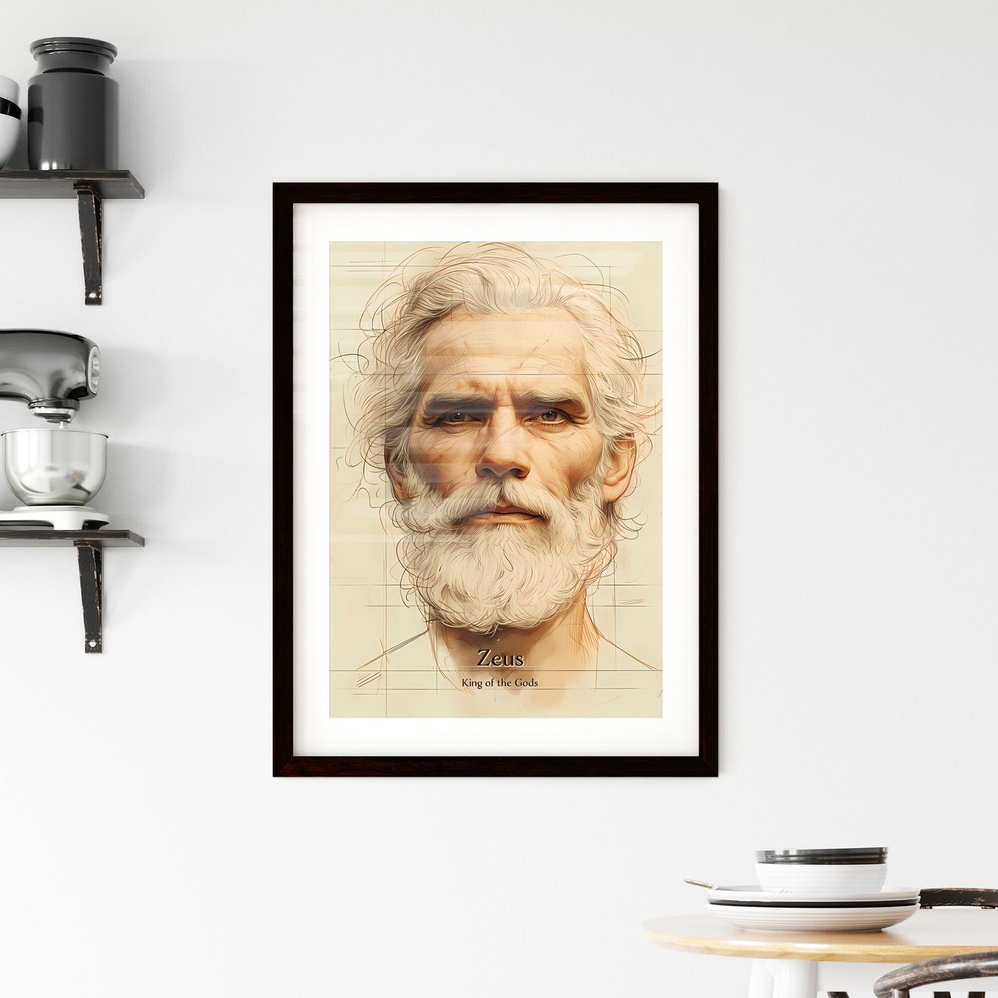 Zeus, King of the Gods, A Poster of a drawing of a man with a beard Default Title