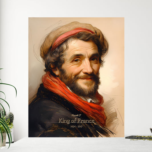 Francis I, King of France, 1494 - 1547, A Poster of a man with a beard and red scarf Default Title