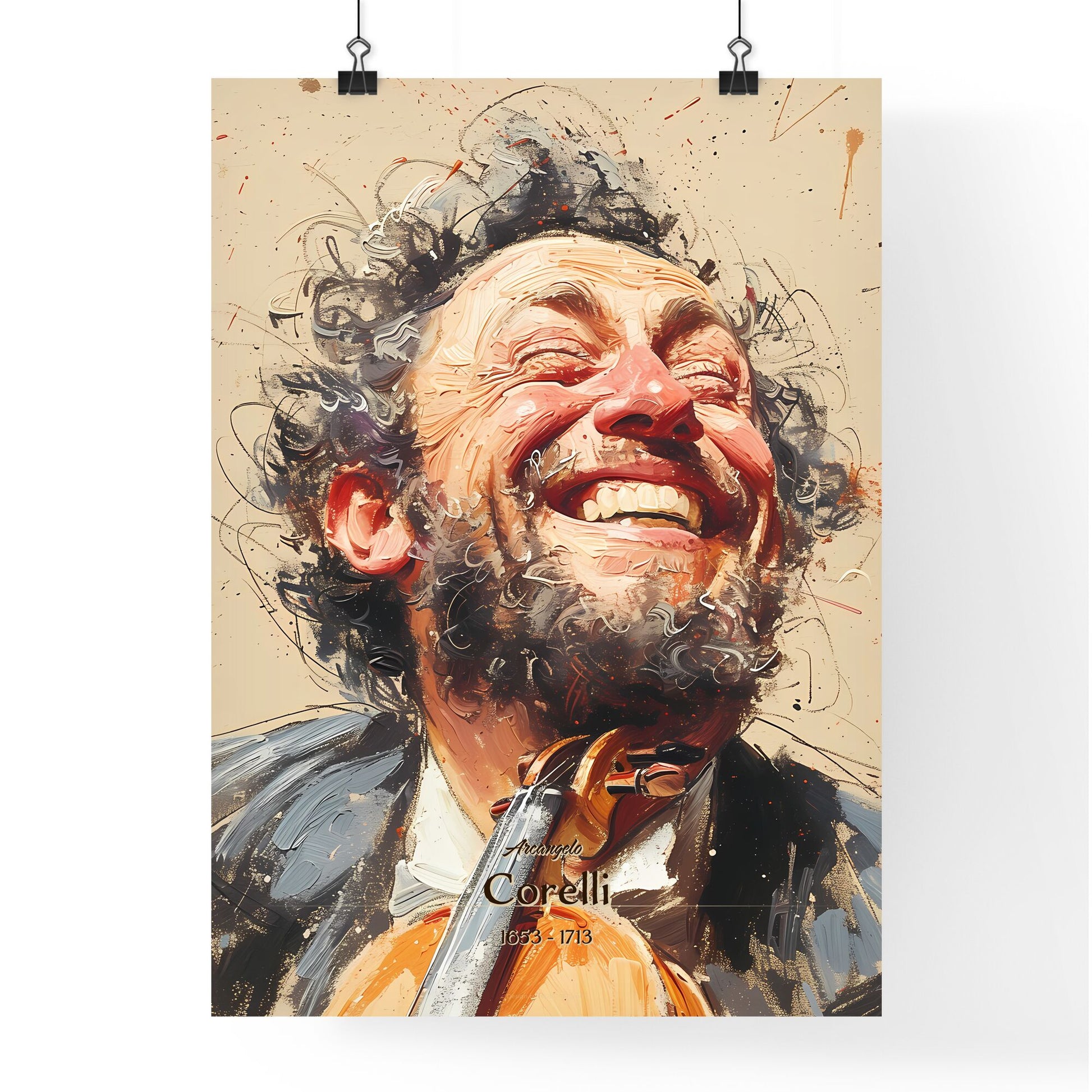 Arcangelo, Corelli, 1653 - 1713, A Poster of a man with a beard and mustache laughing Default Title