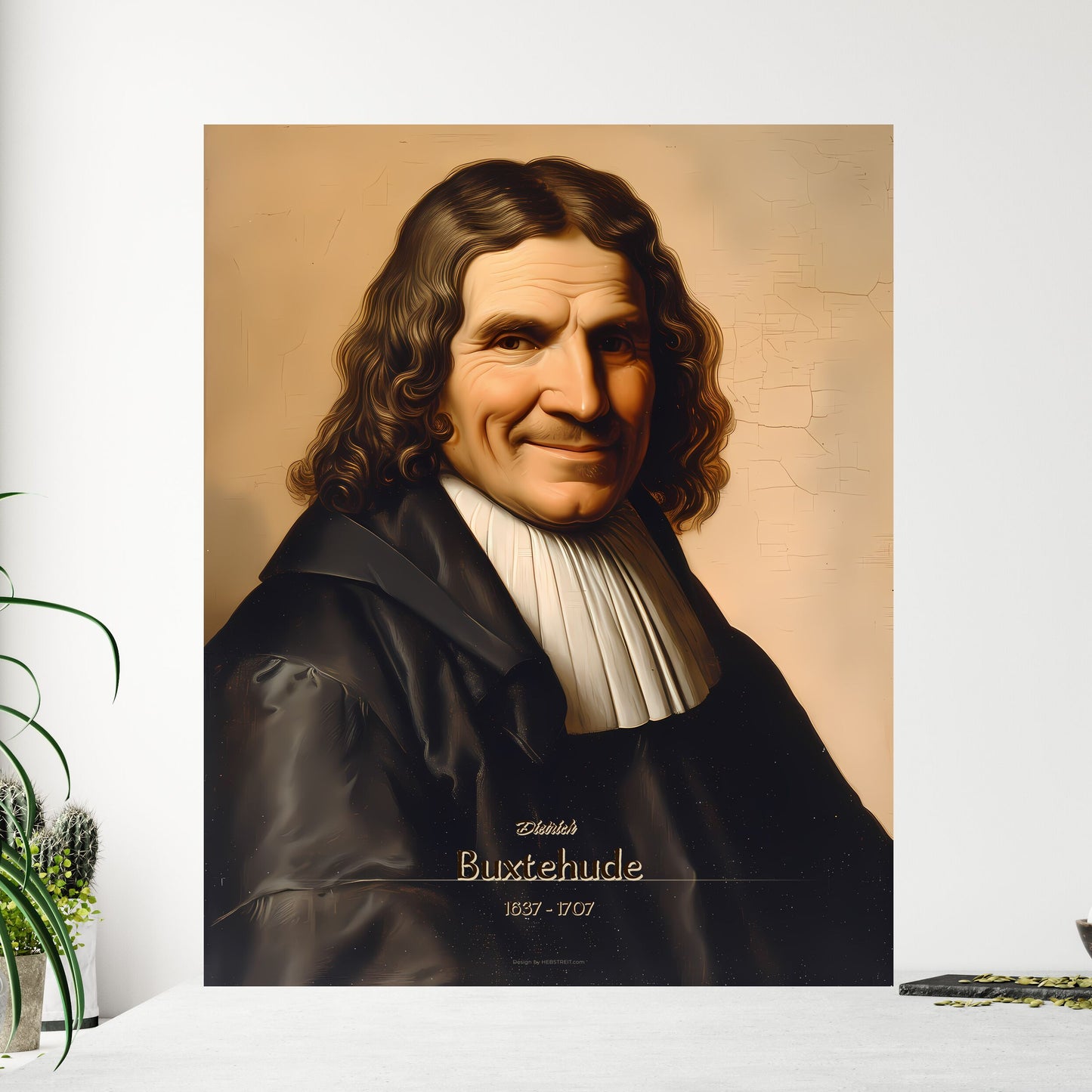 Dietrich, Buxtehude, 1637 - 1707, A Poster of a man with long curly hair wearing a black robe Default Title