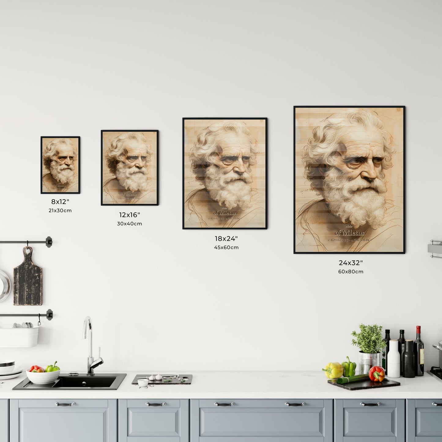 Thales, of Miletus, c. 624-623 BC - c. 546-545 BC, A Poster of a drawing of a man with a beard Default Title