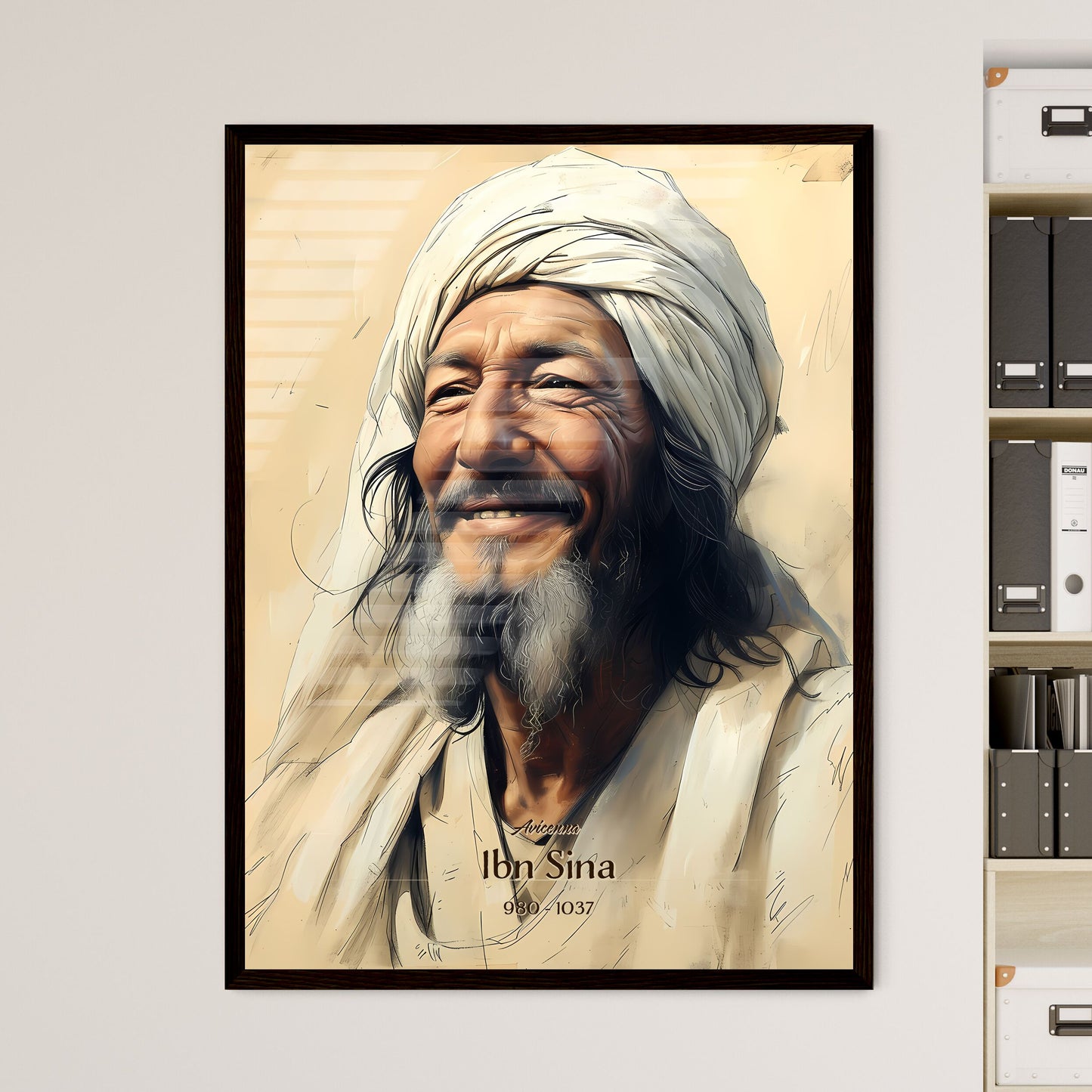 Avicenna, Ibn Sina, 980 - 1037, A Poster of a man with a beard and a white turban Default Title