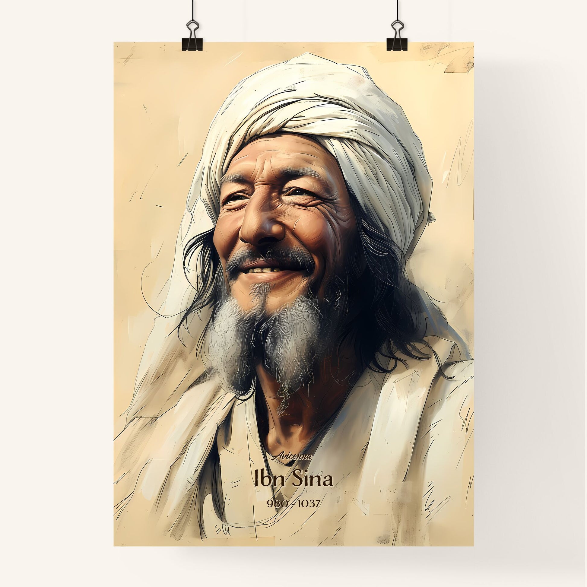 Avicenna, Ibn Sina, 980 - 1037, A Poster of a man with a beard and a white turban Default Title
