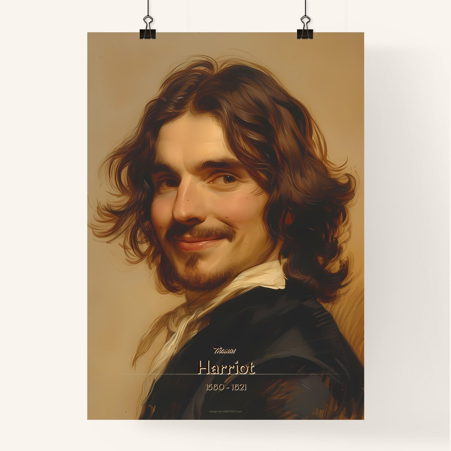 Thomas, Harriot, 1560 - 1621, A Poster of a man with long hair and beard smiling Default Title