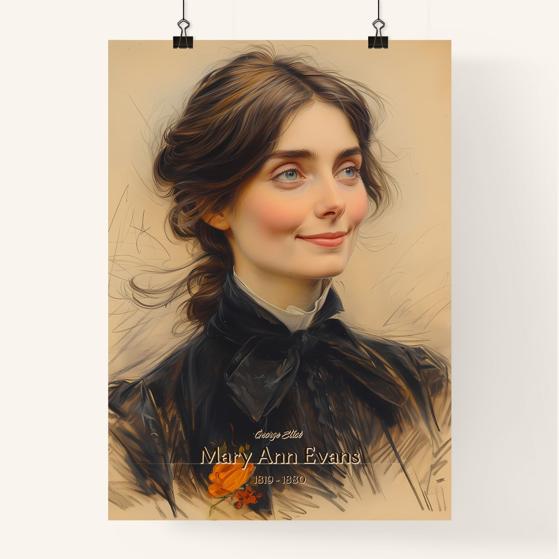 George Eliot, Mary Ann Evans, 1819 - 1880, A Poster of a woman with a black shirt Default Title