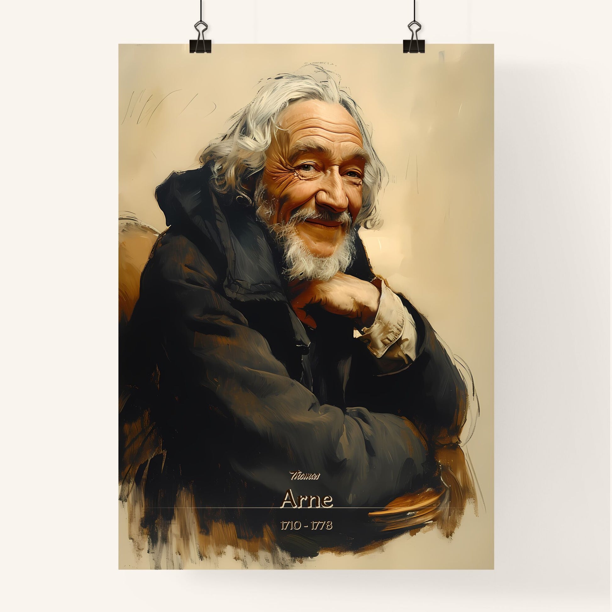 Thomas, Arne, 1710 - 1778, A Poster of a man with a beard and a black coat Default Title
