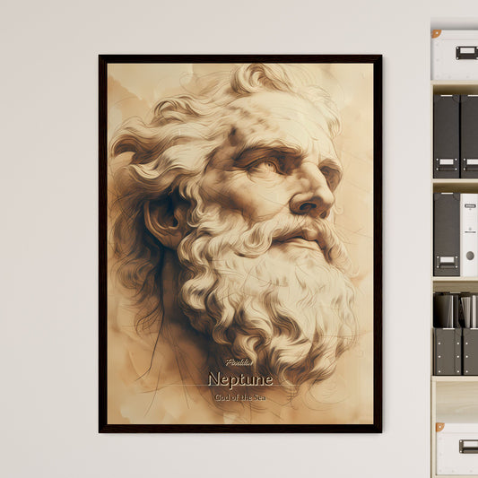 Poseidon, Neptune, God of the Sea, A Poster of a drawing of a bearded man Default Title